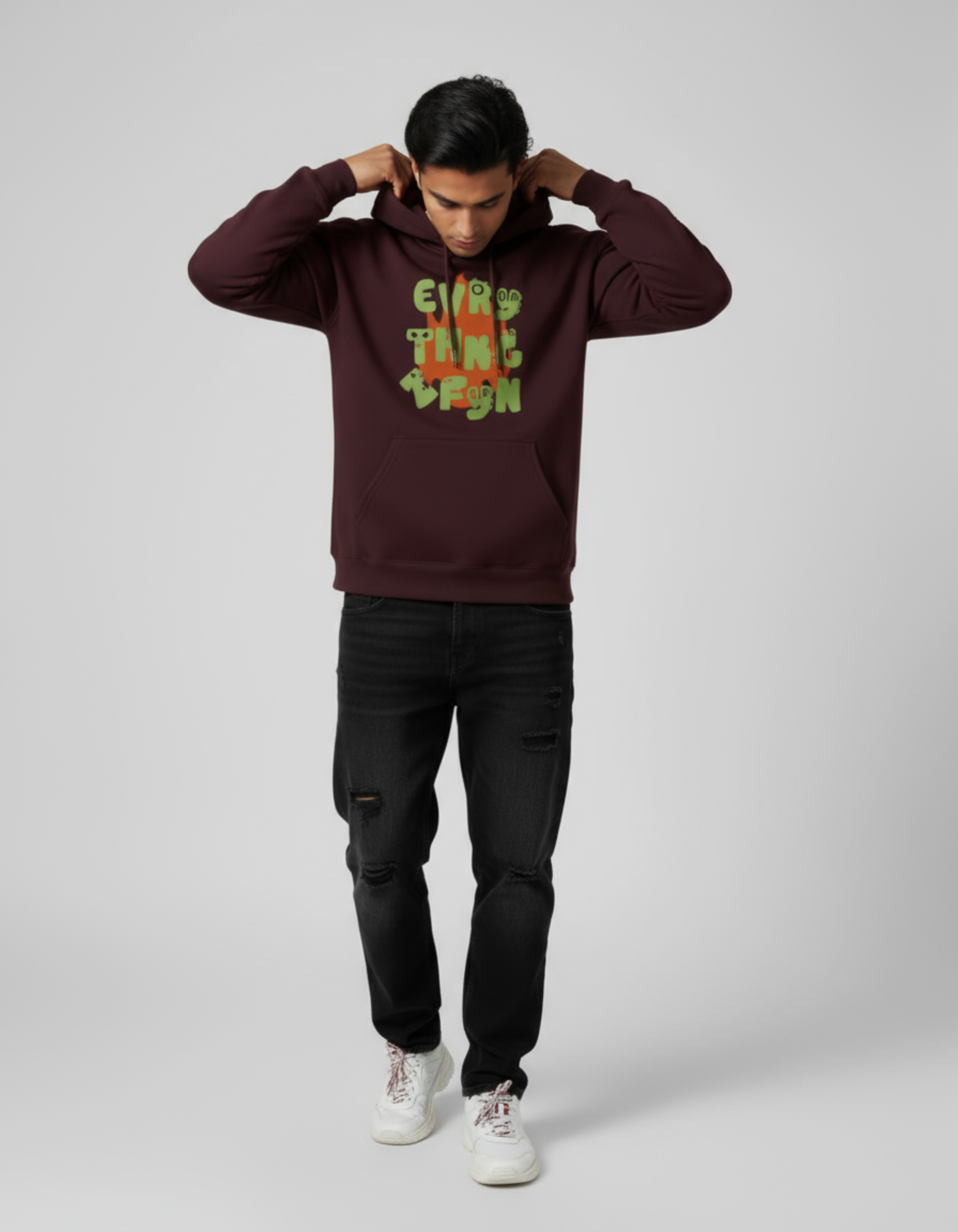 Maroon Evry Thng Z Fyn Typography Hoodie
