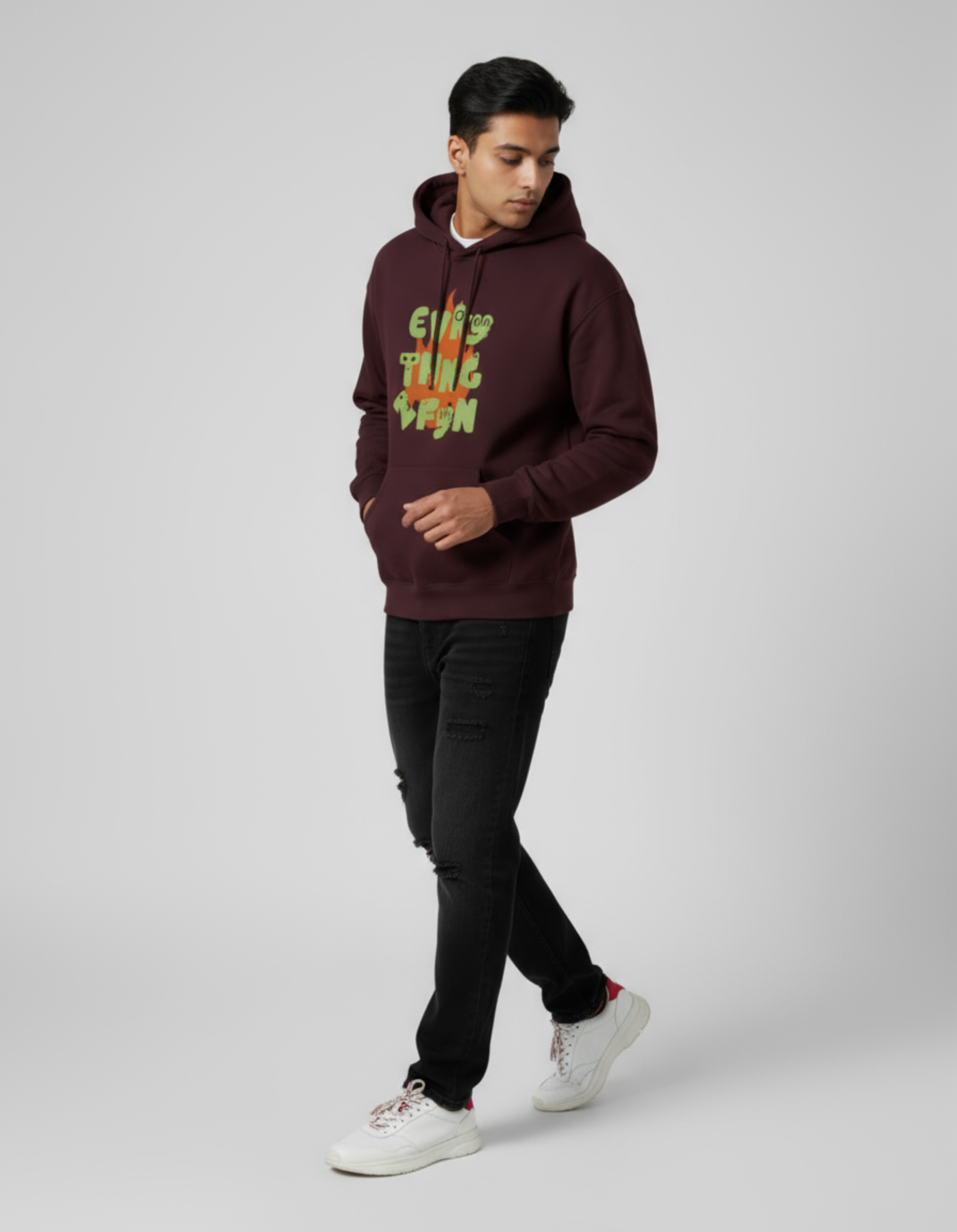 Maroon Evry Thng Z Fyn Typography Hoodie