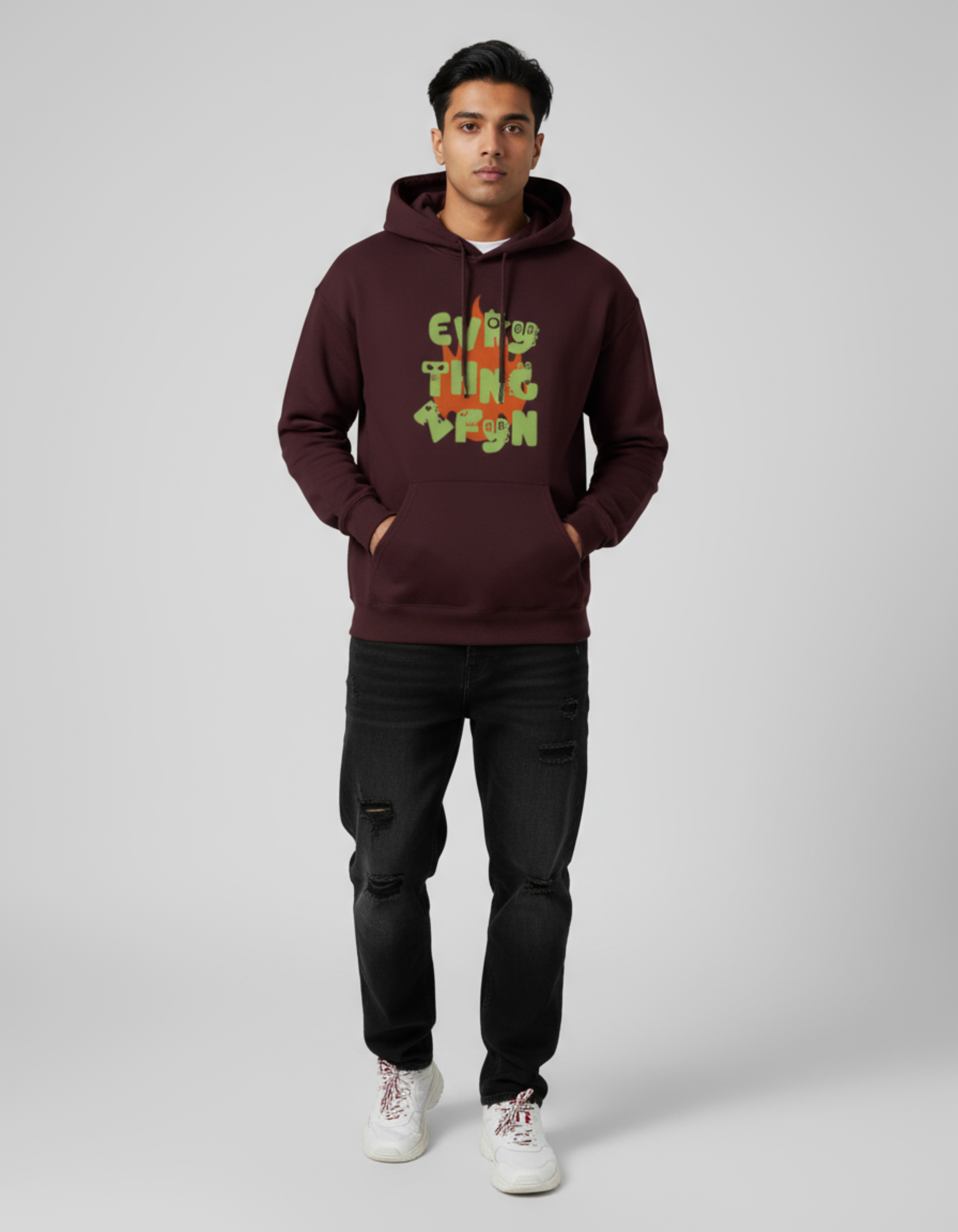 Maroon Evry Thng Z Fyn Typography Hoodie