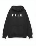Black Fear Typography Oversized Hoodie