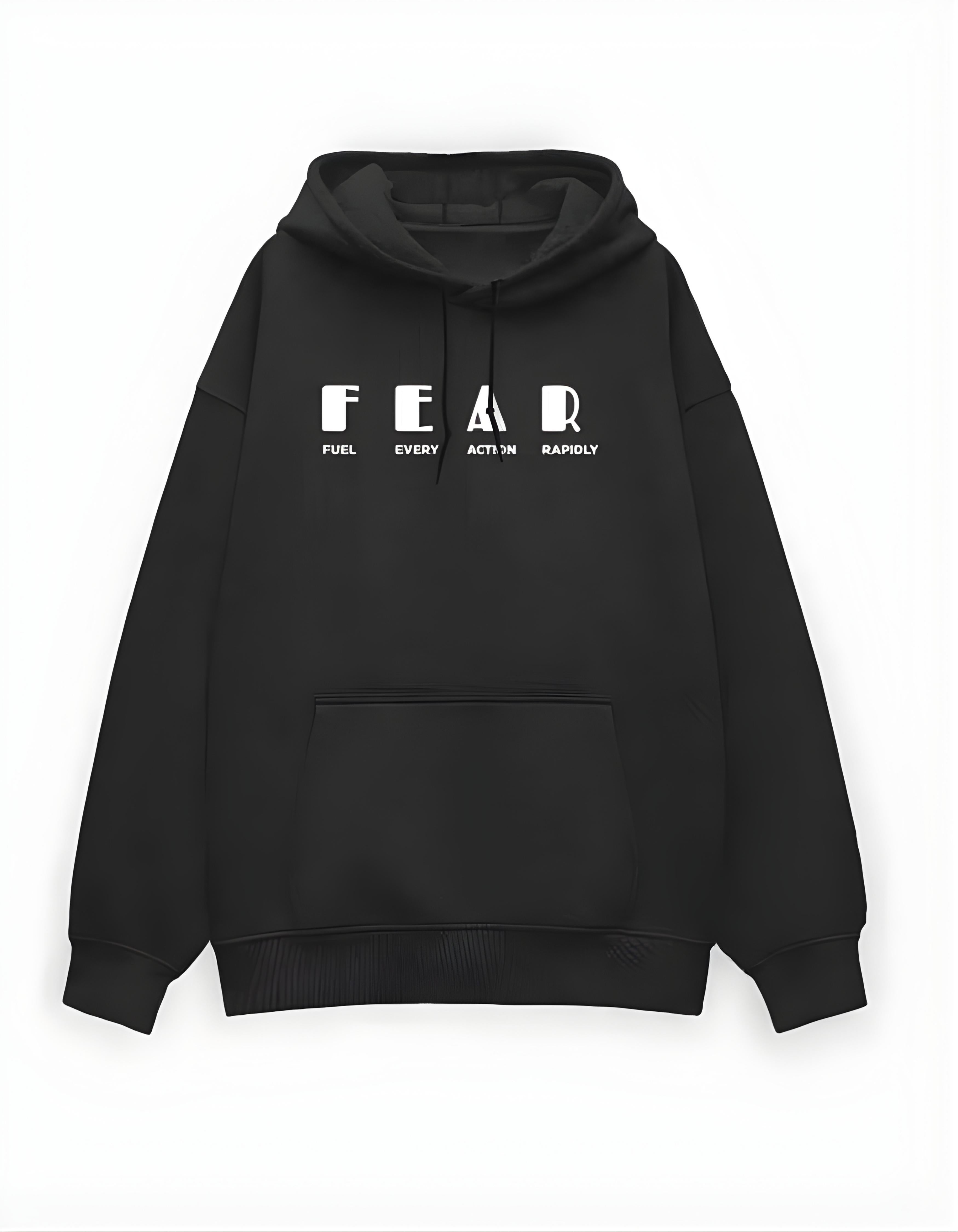 Black Fear Typography Oversized Hoodie
