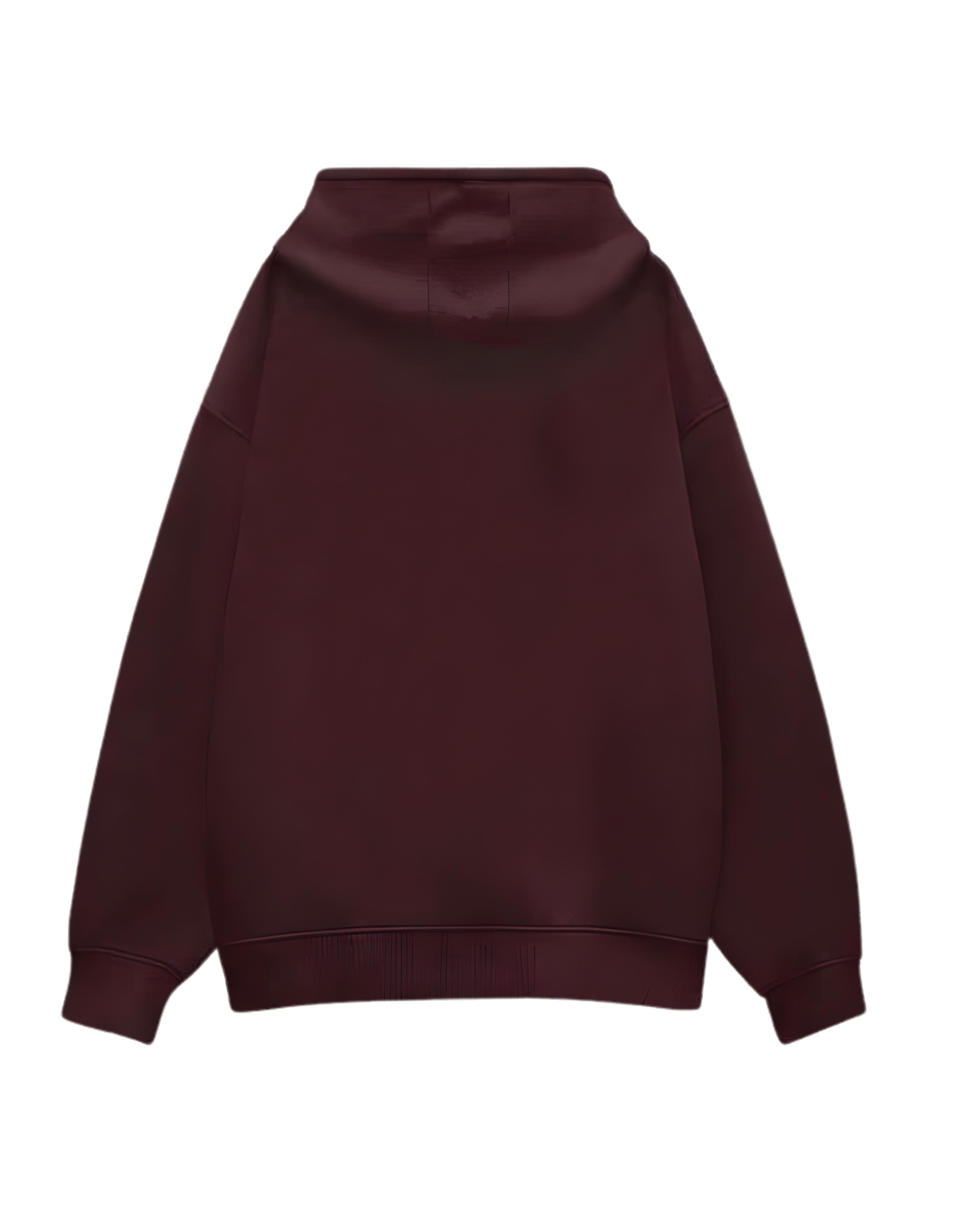 Maroon Fear Typography Oversized Hoodie