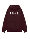 Maroon Fear Typography Oversized Hoodie