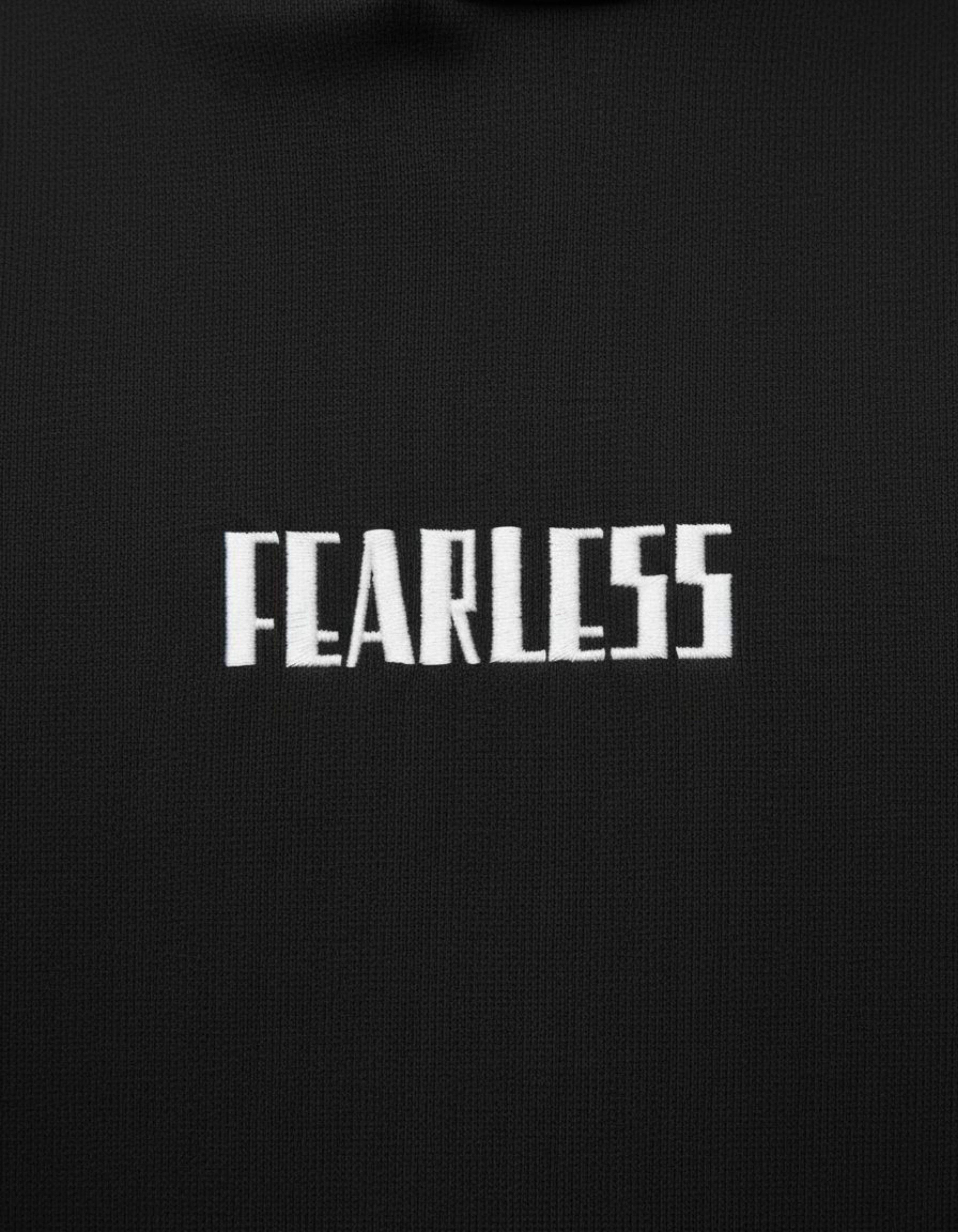 Black Fearless Embroidery Oversized Hoodie