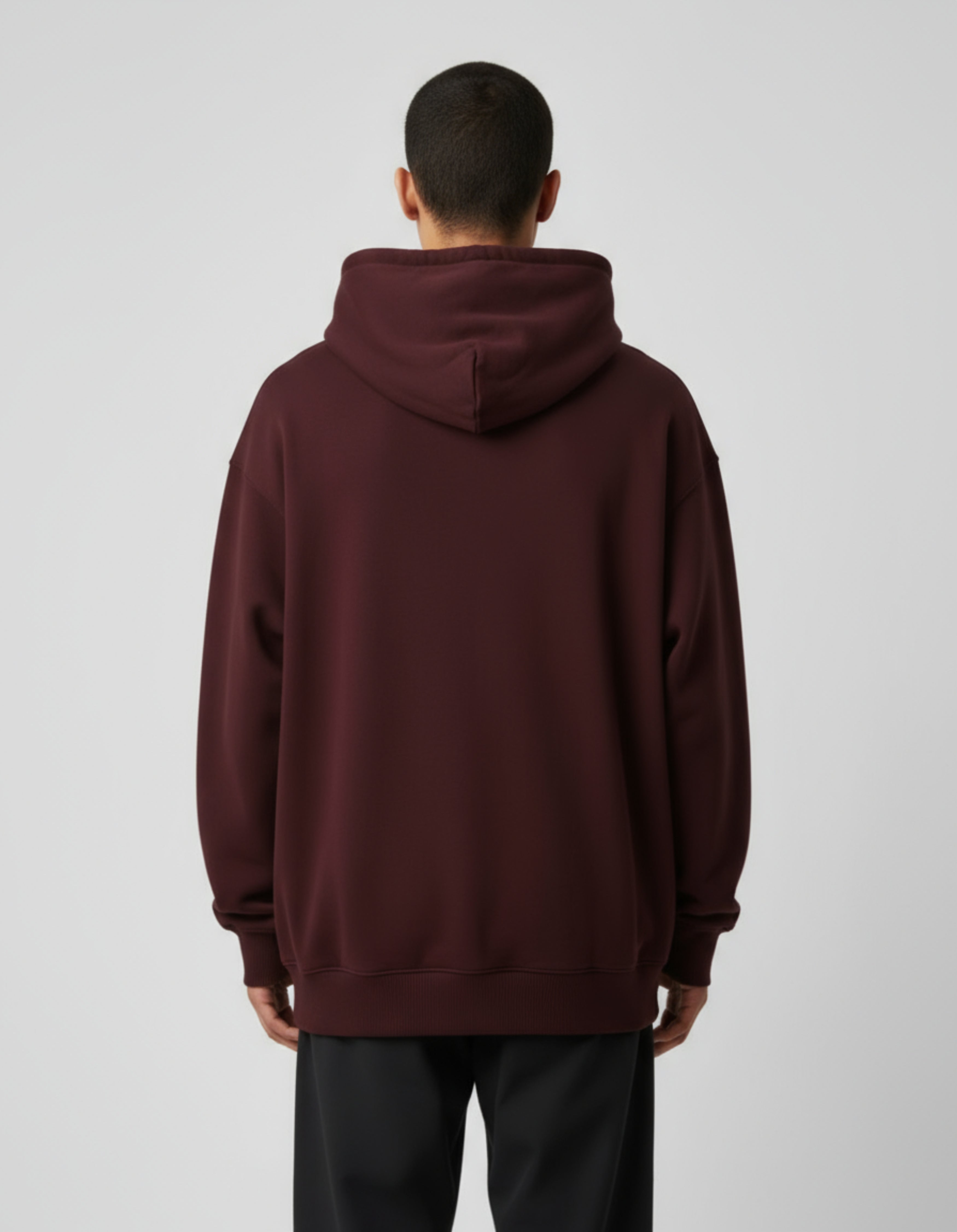 Maroon Fear Typography Oversized Hoodie