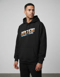 Black Game Time Printed Oversized Hoodie