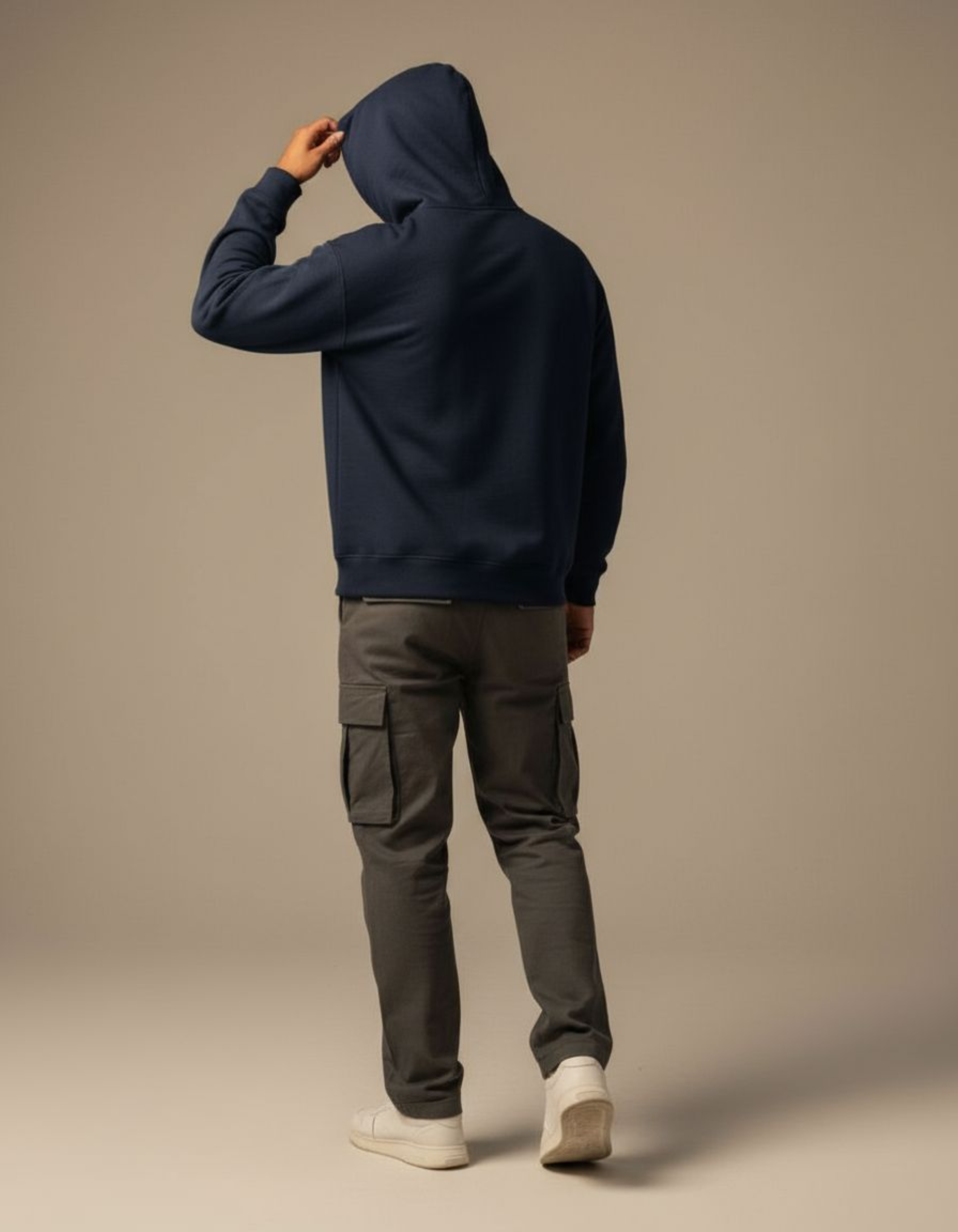 Navy Global Warning Typography Oversized Hoodie