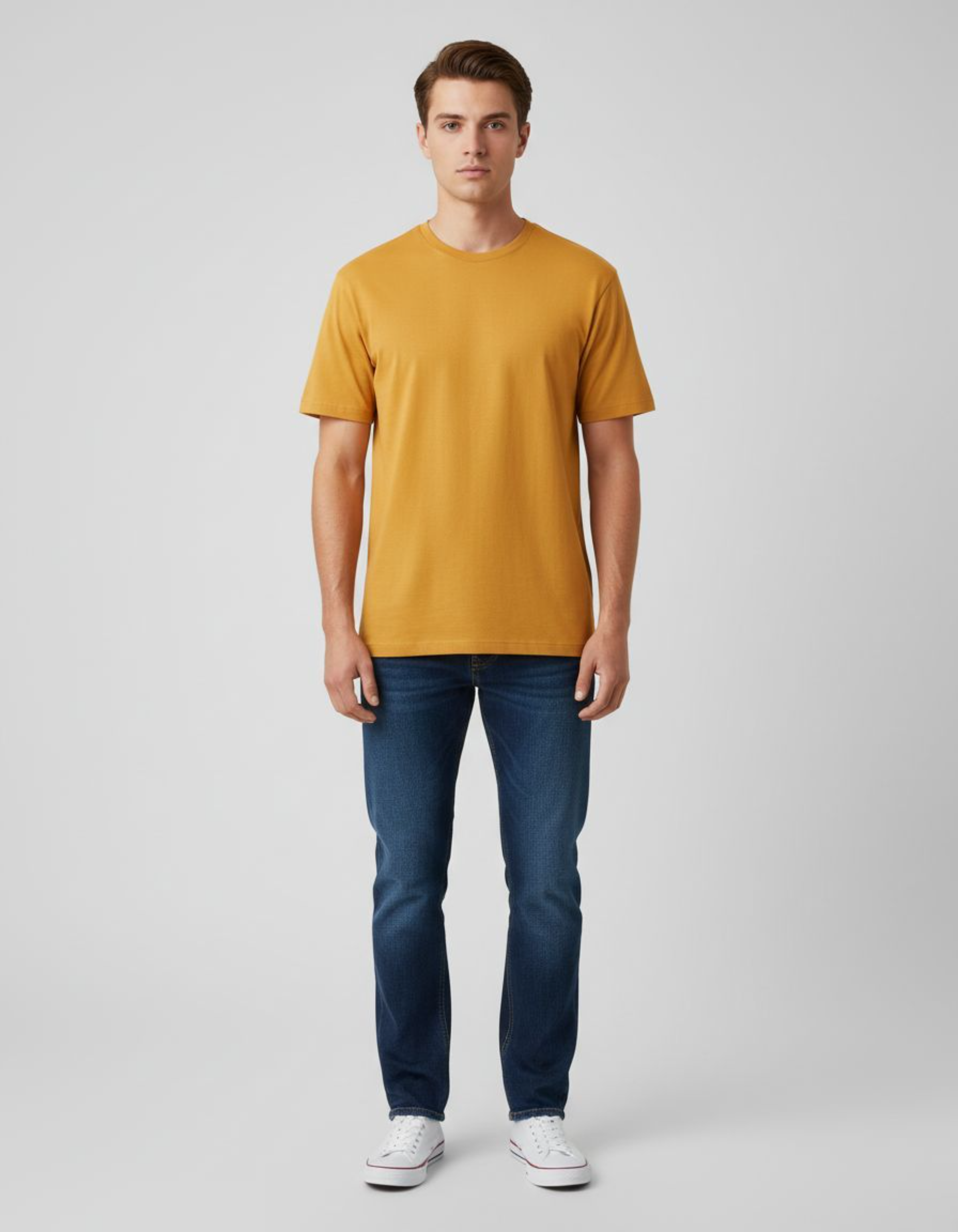 Solid Golden Yellow Regular Fit T-Shirt