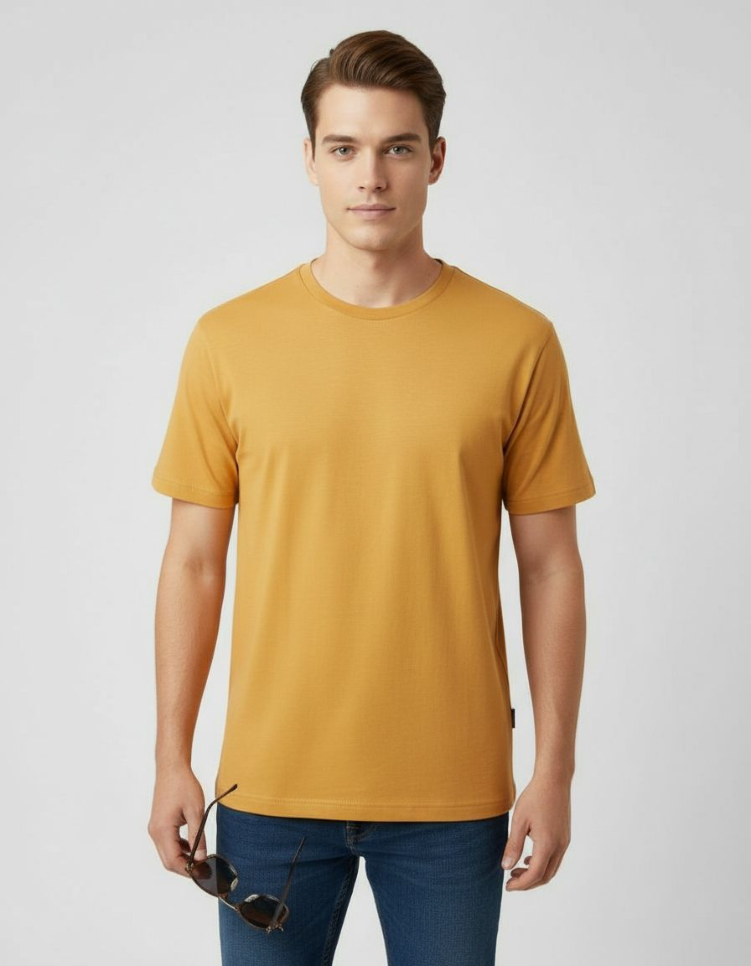 Solid Golden Yellow Regular Fit T-Shirt