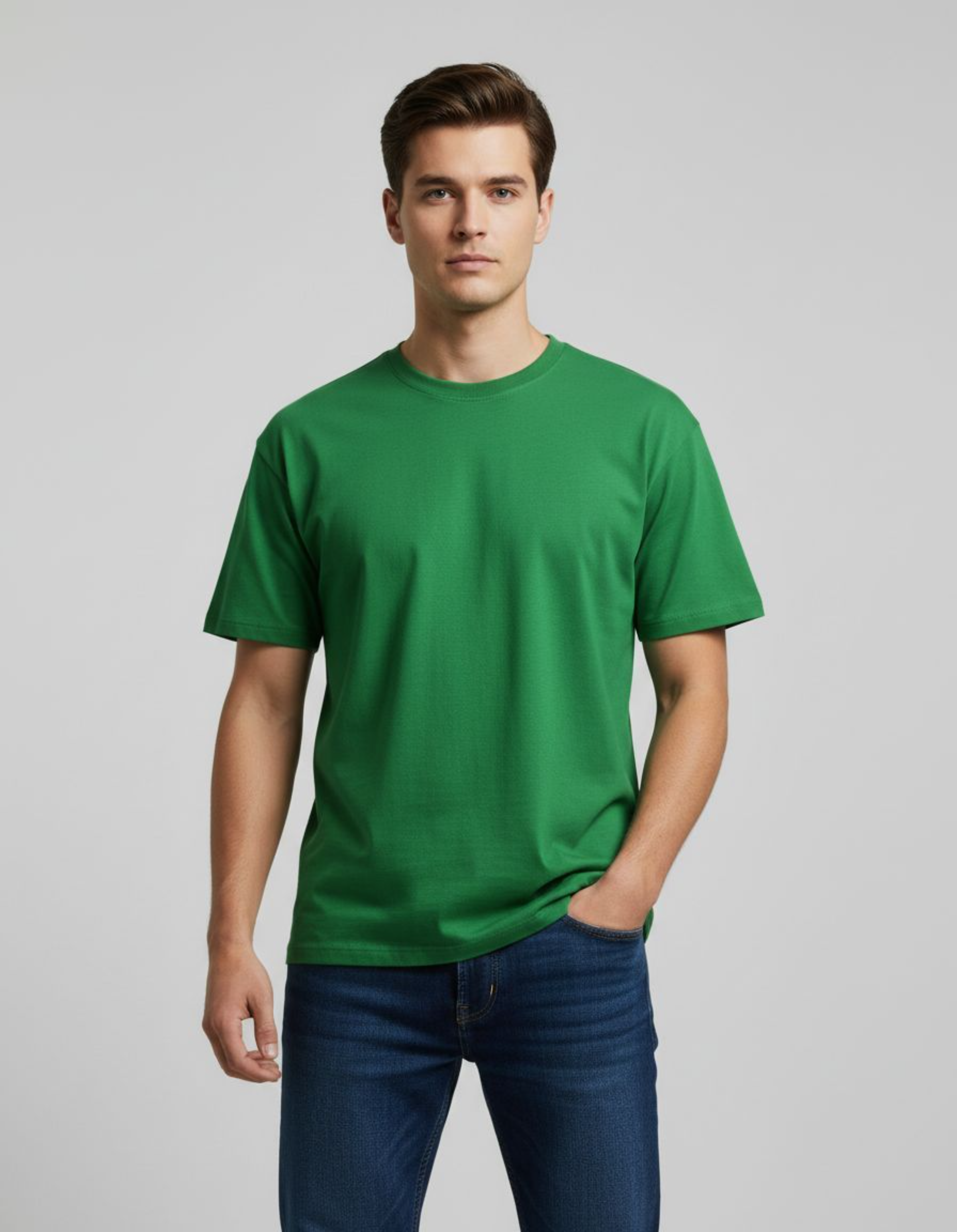 Solid Green Regular Fit T-Shirt