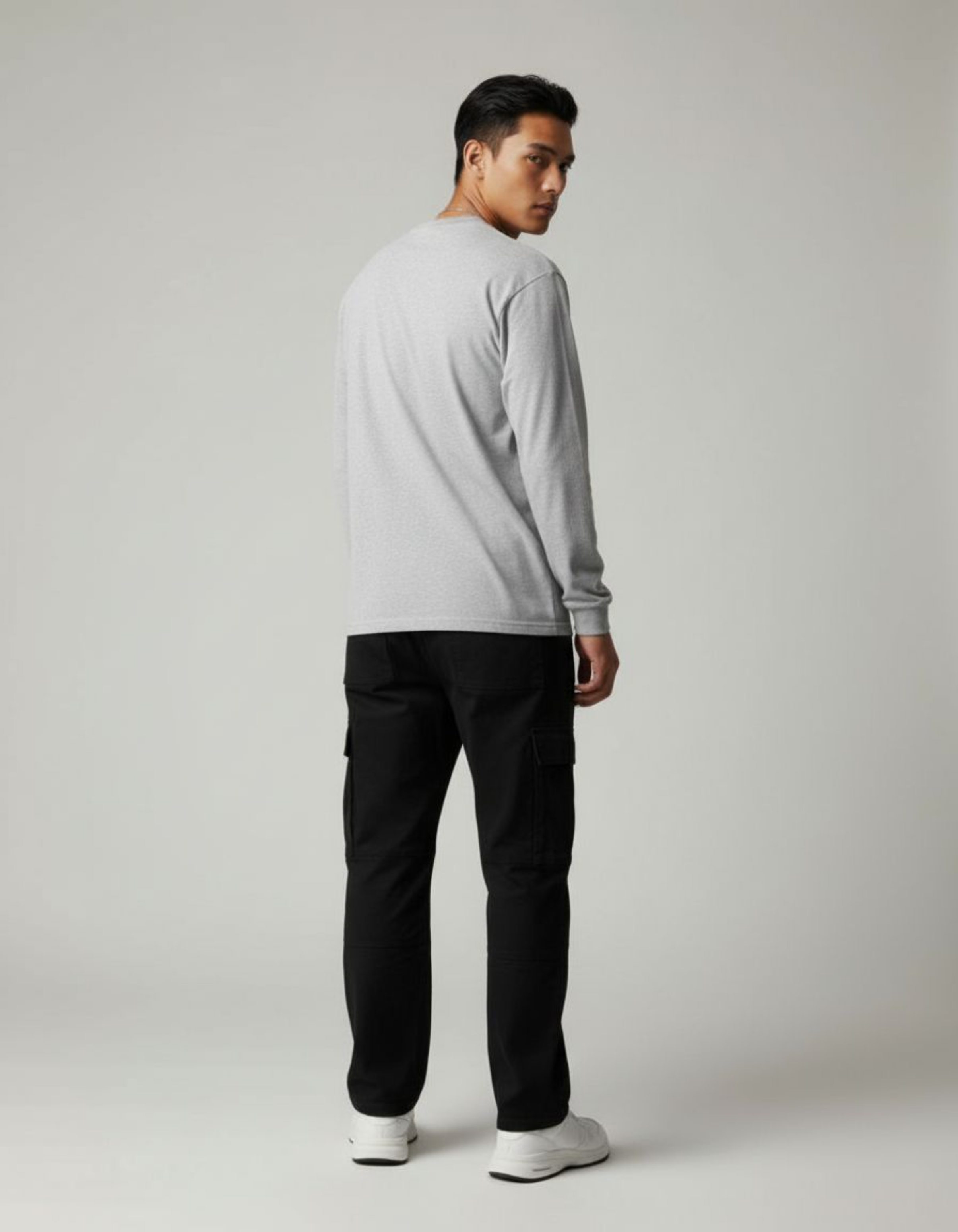 Solid Grey Full Sleeve Regular Fit T-Shirt