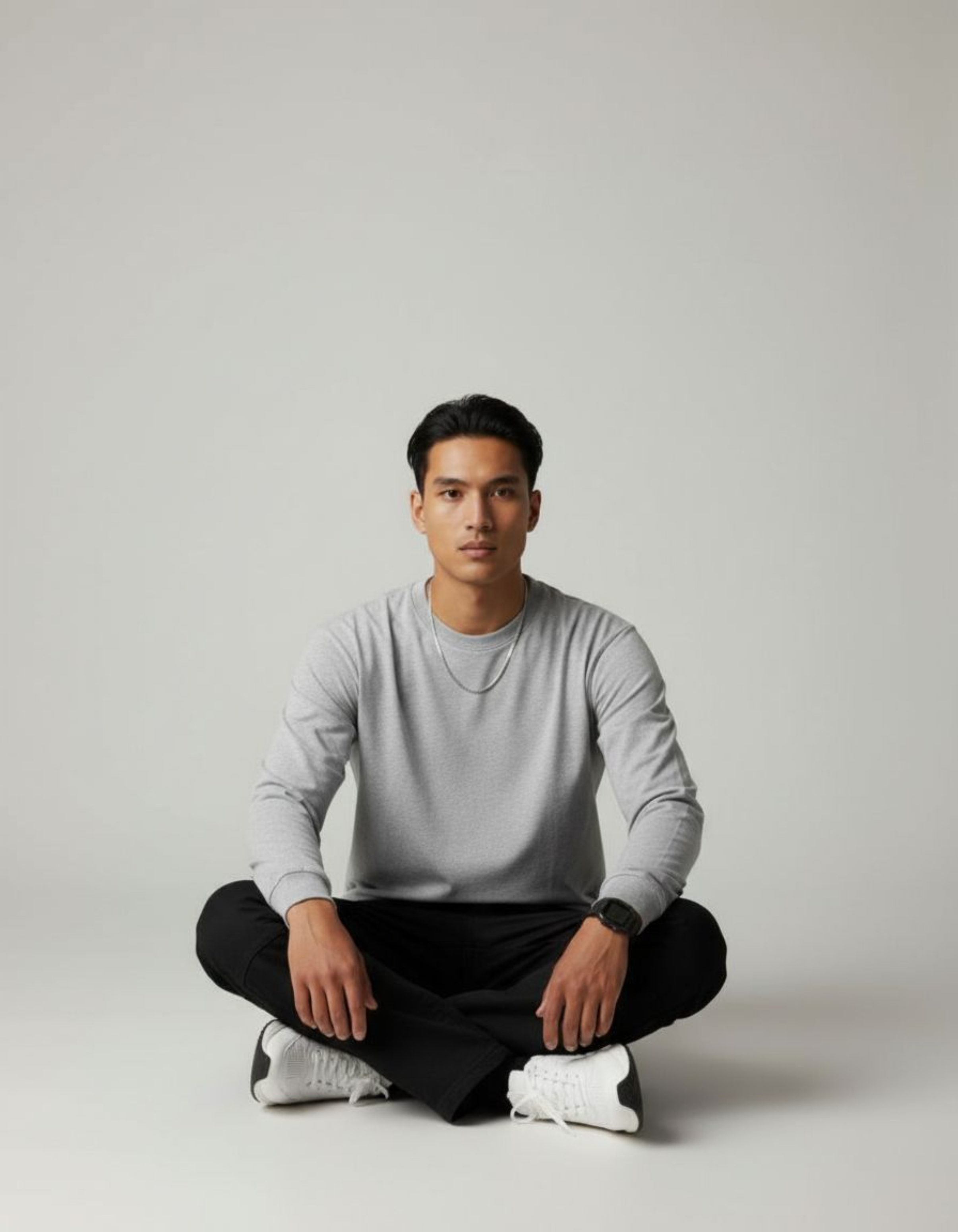 Solid Grey Full Sleeve Regular Fit T-Shirt