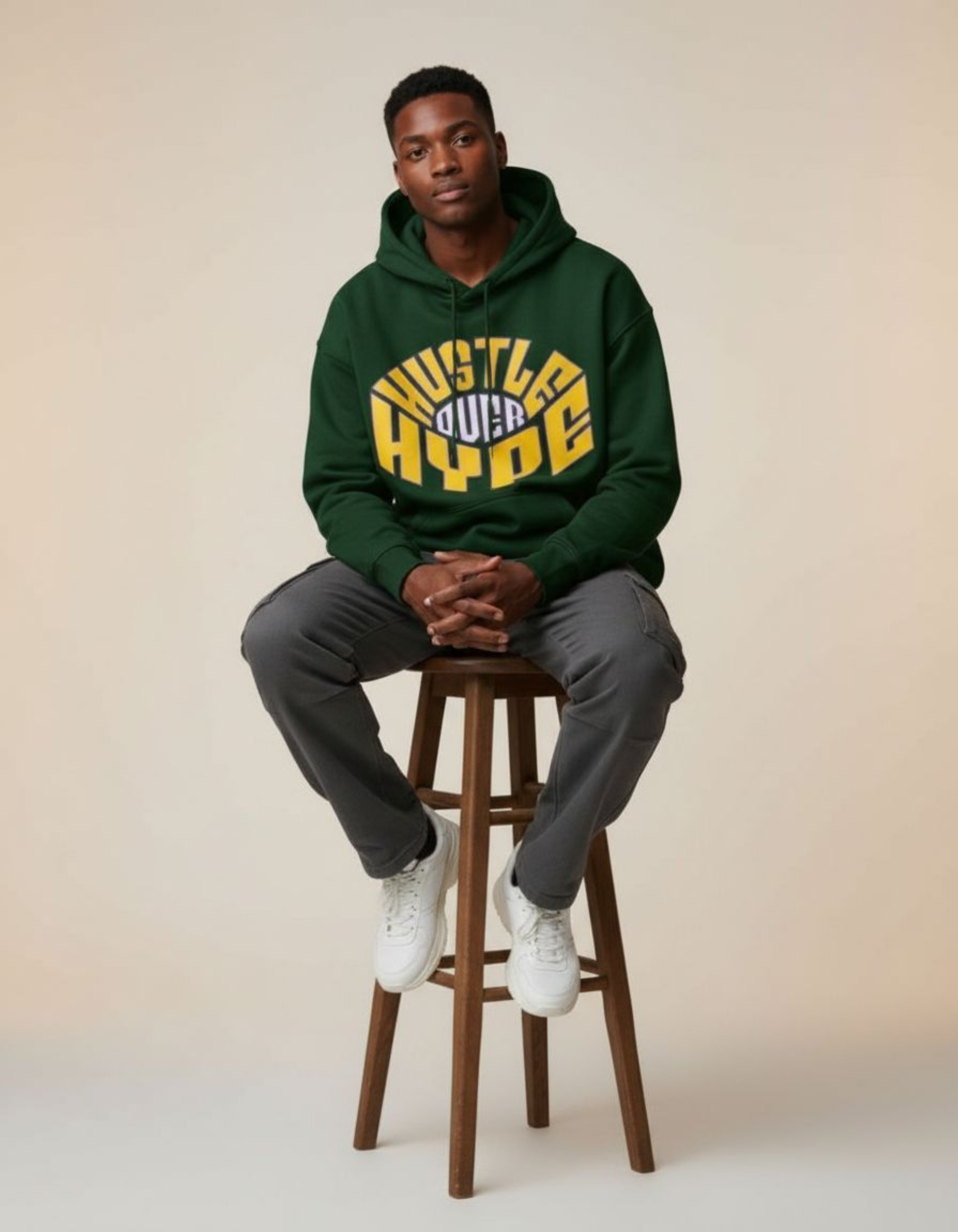 Green Hustle Typography Oversized Hoodie