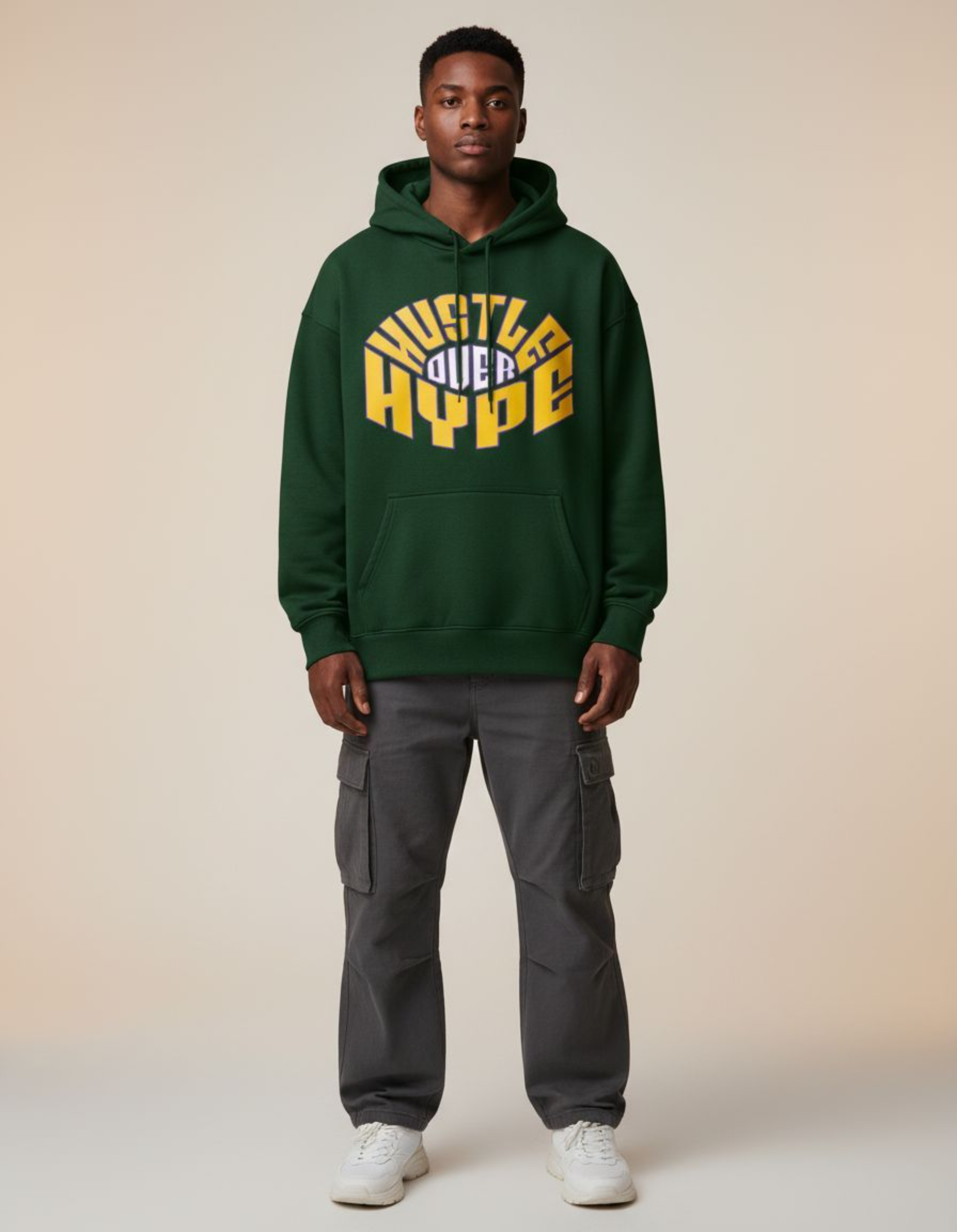 Green Hustle Typography Oversized Hoodie