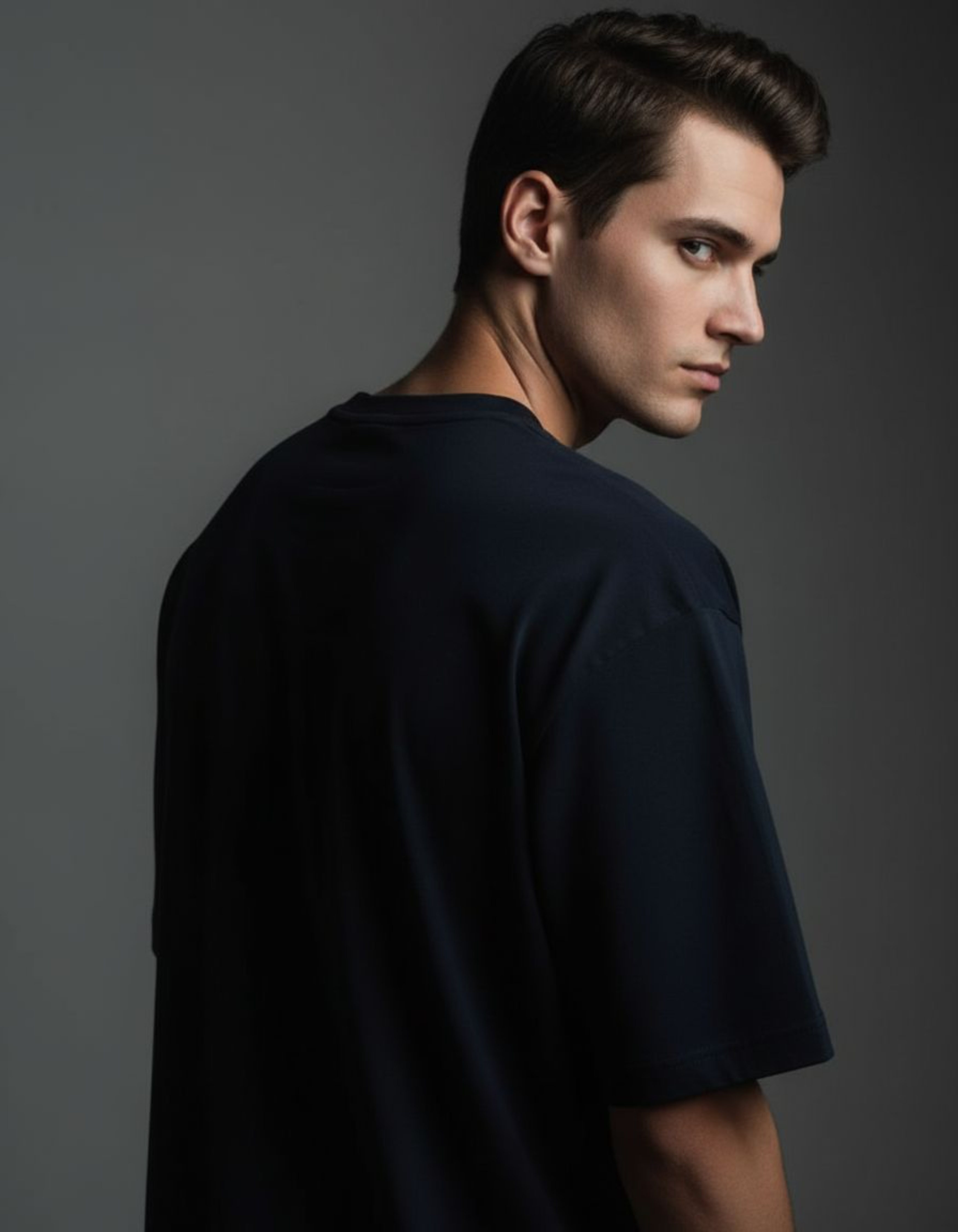 Navy Blue Eye Oversized Printed T-Shirt