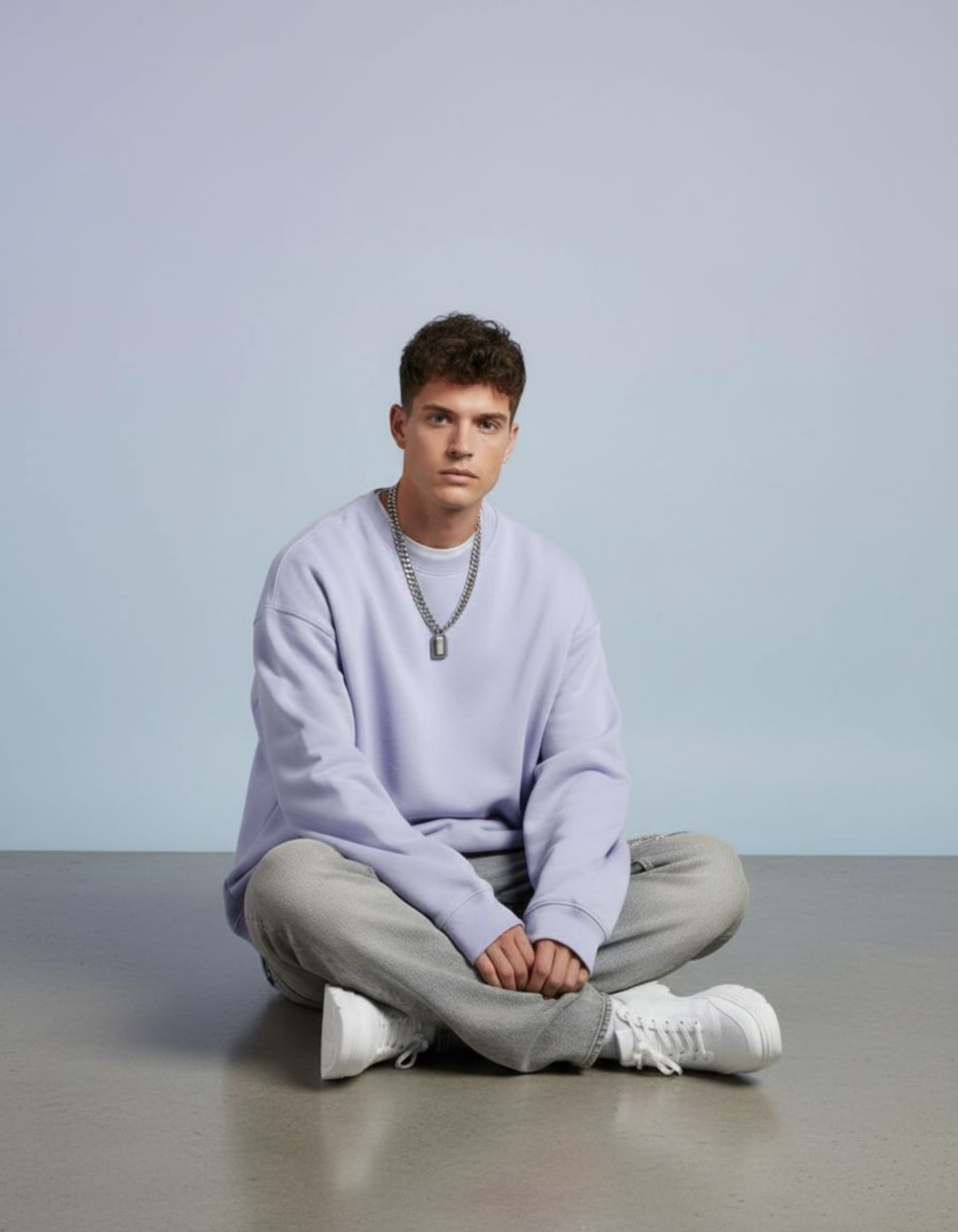 Solid Lavender Oversized Sweatshirt