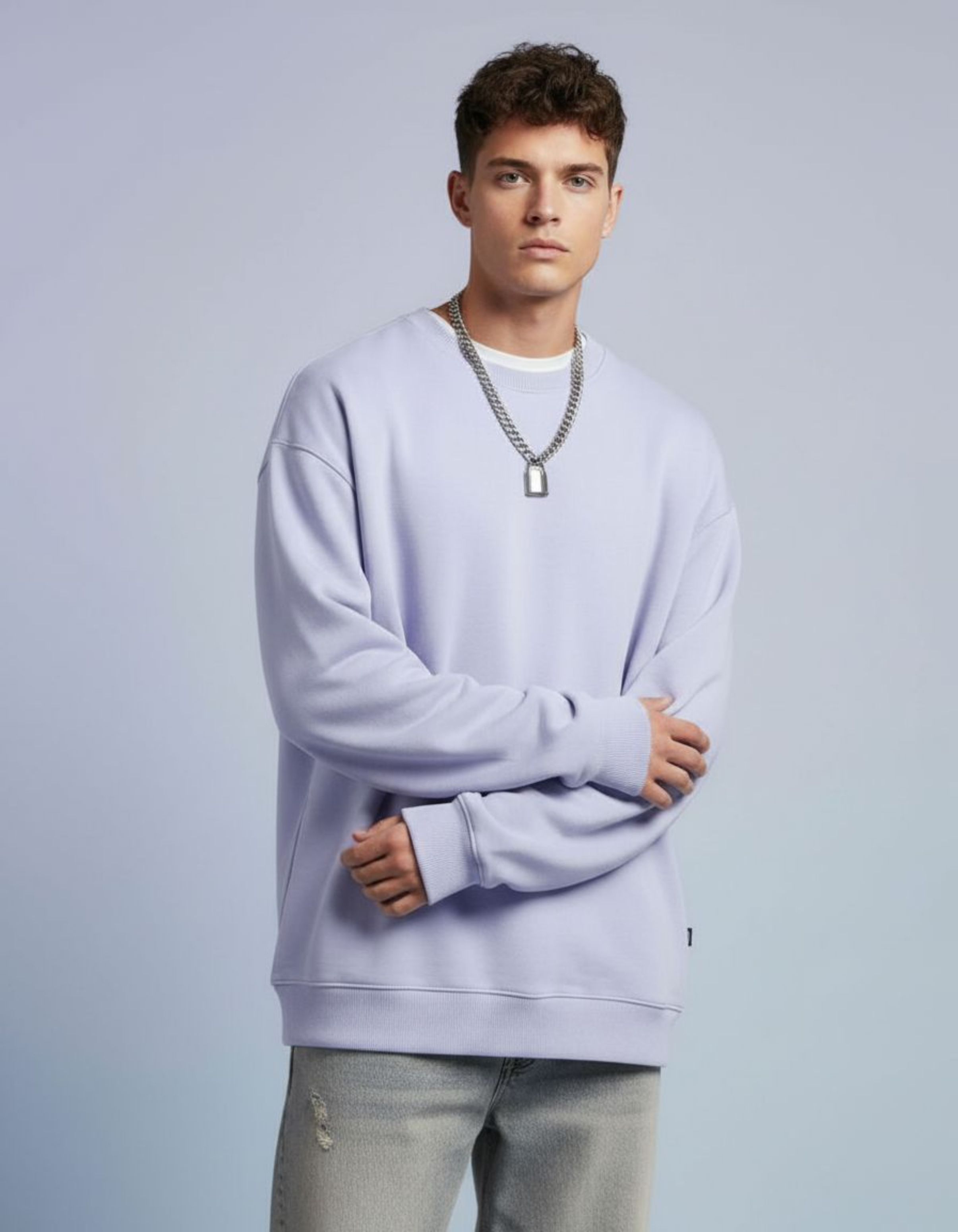 Solid Lavender Oversized Sweatshirt