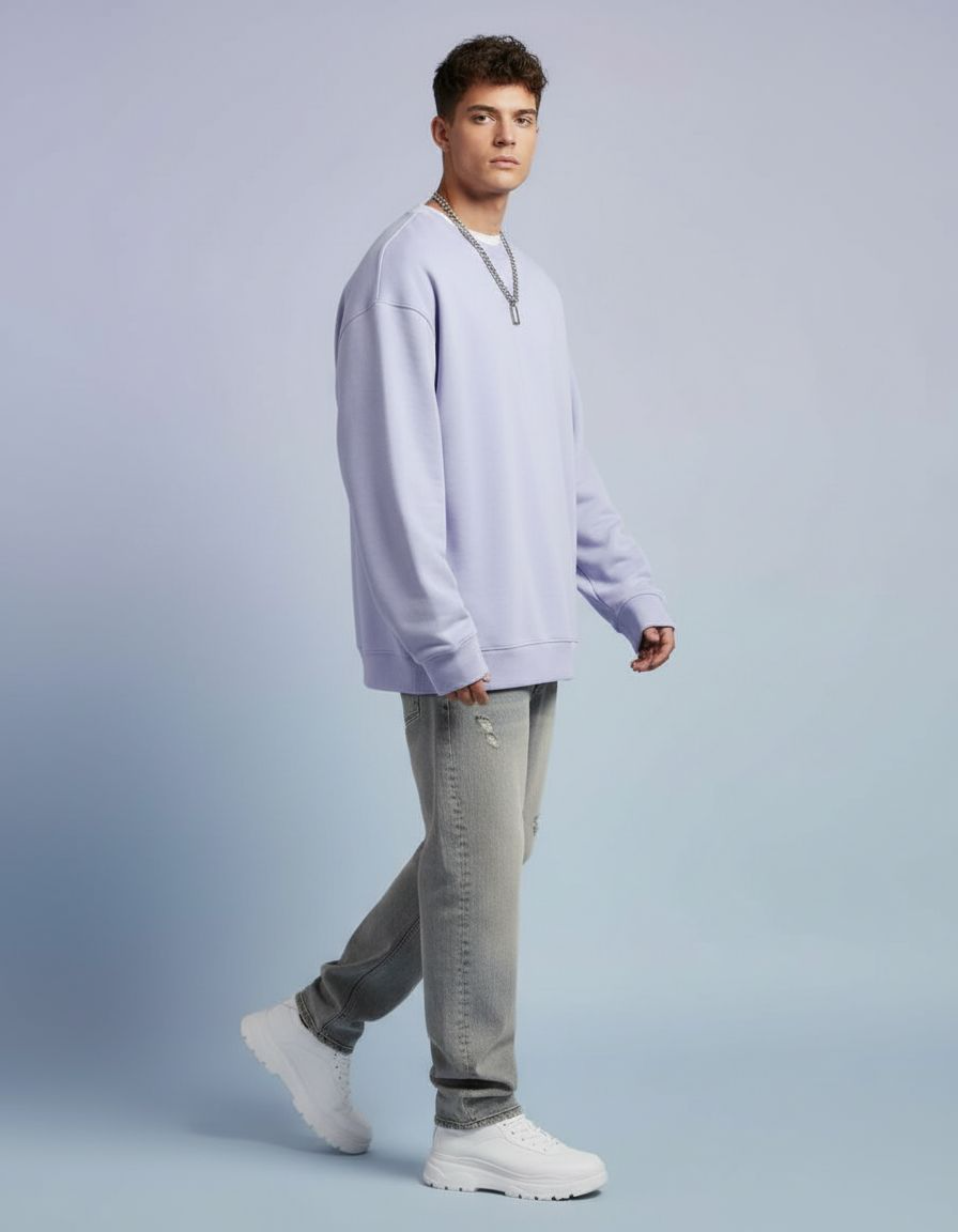 Solid Lavender Oversized Sweatshirt