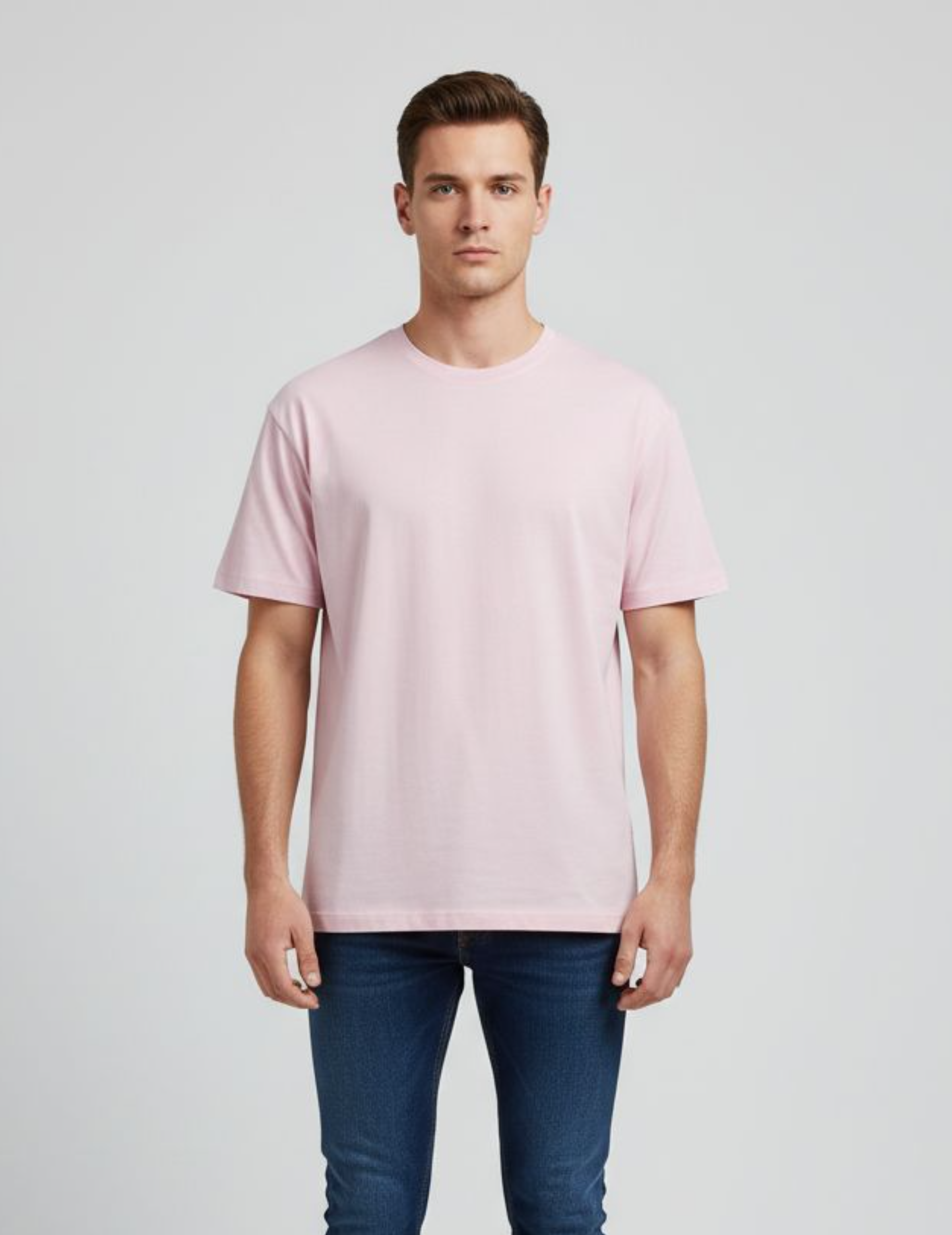 Solid Light Pink Regular Fit T-Shirt