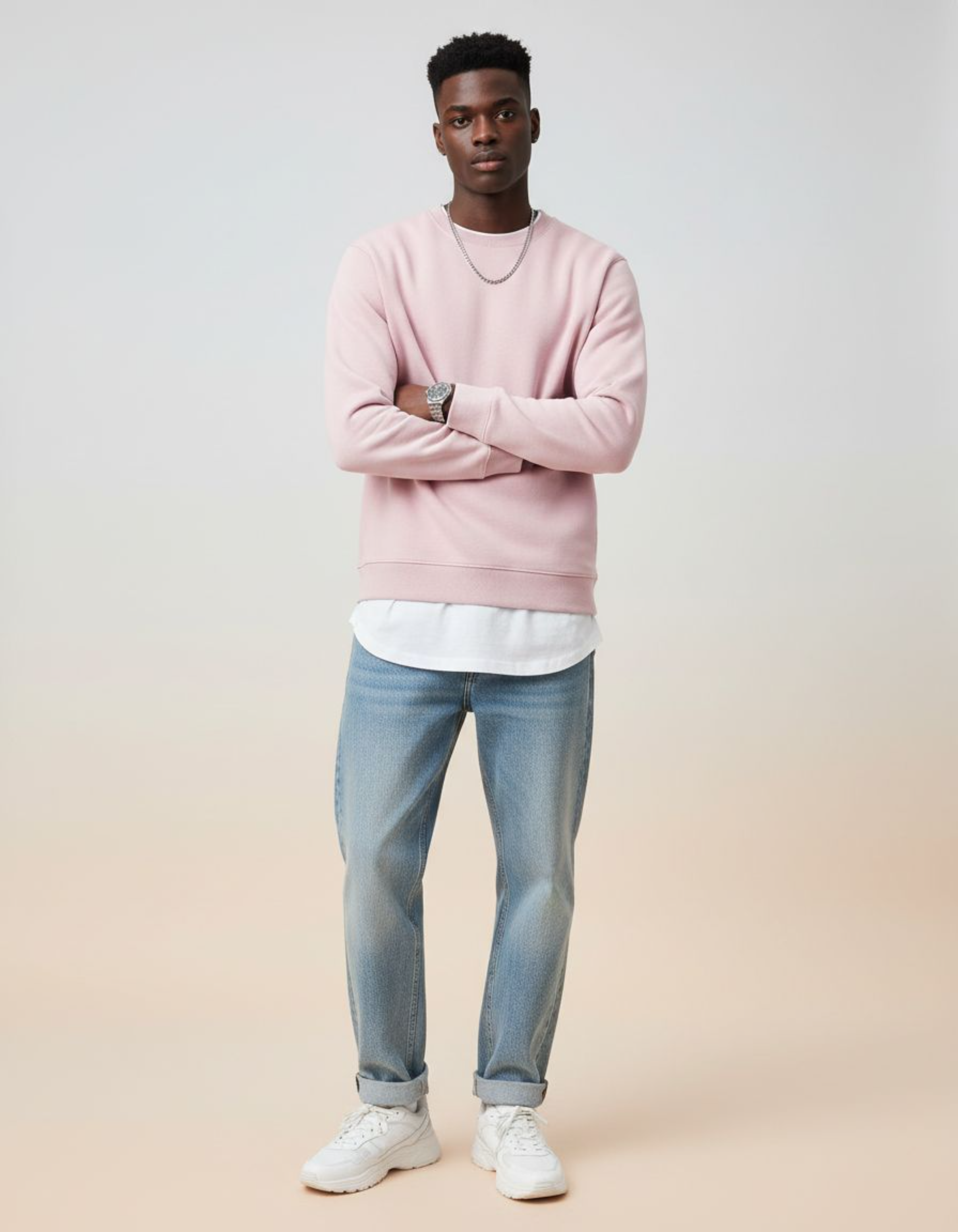 Solid Light Pink Sweatshirt