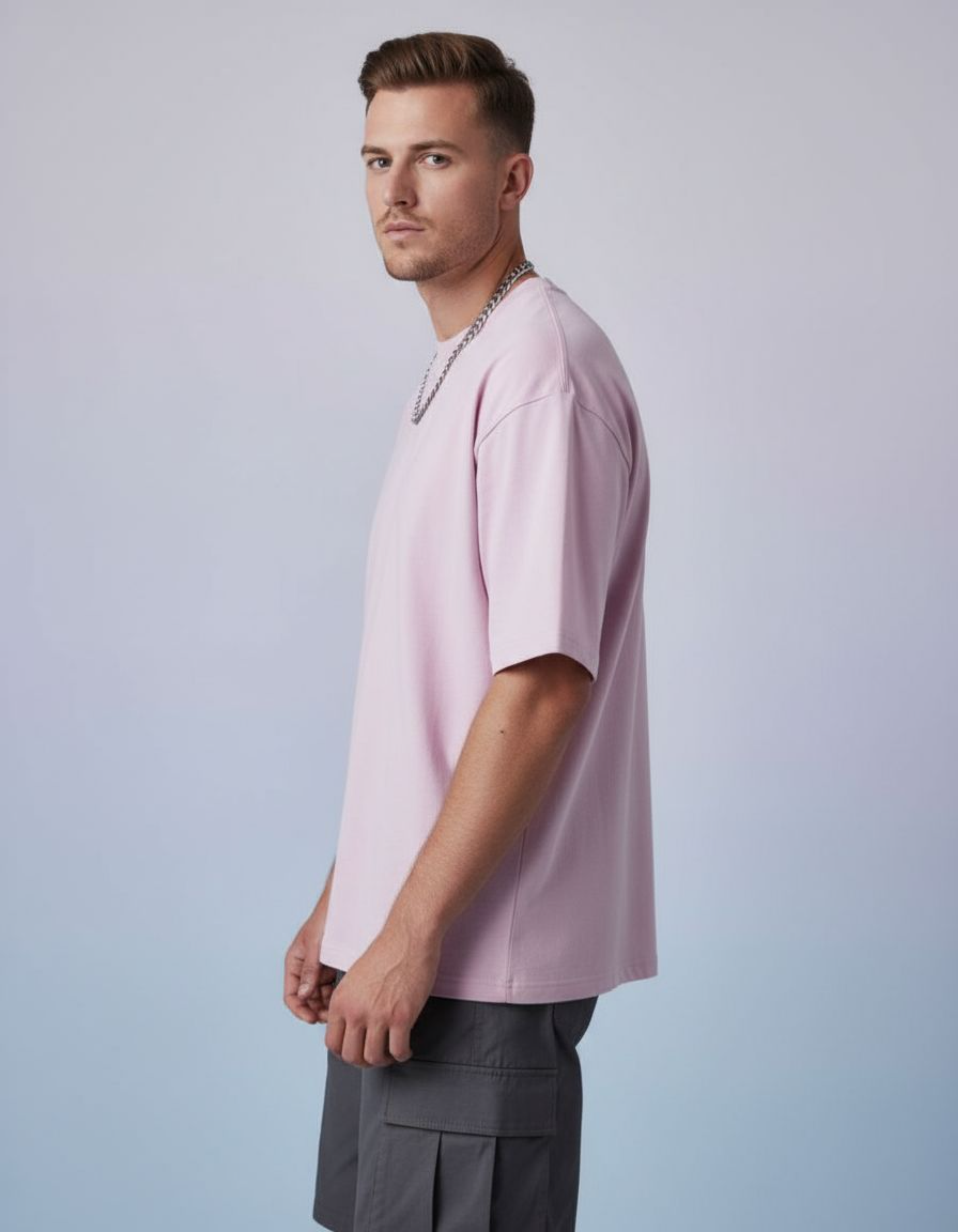 Solid Baby Pink Oversized T-Shirt
