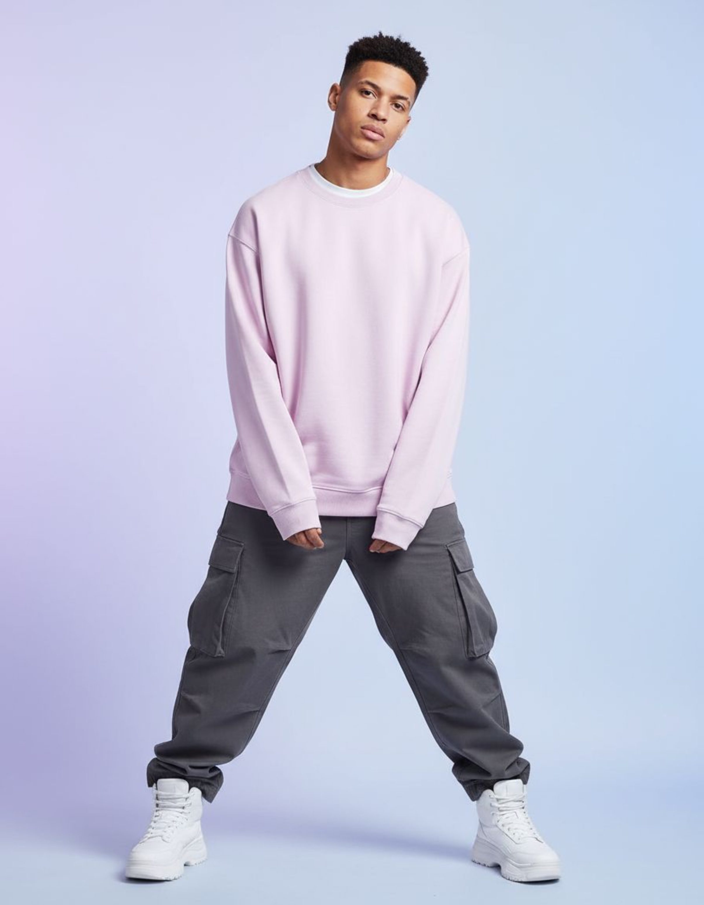 Solid Light Pink Oversized Sweatshirt
