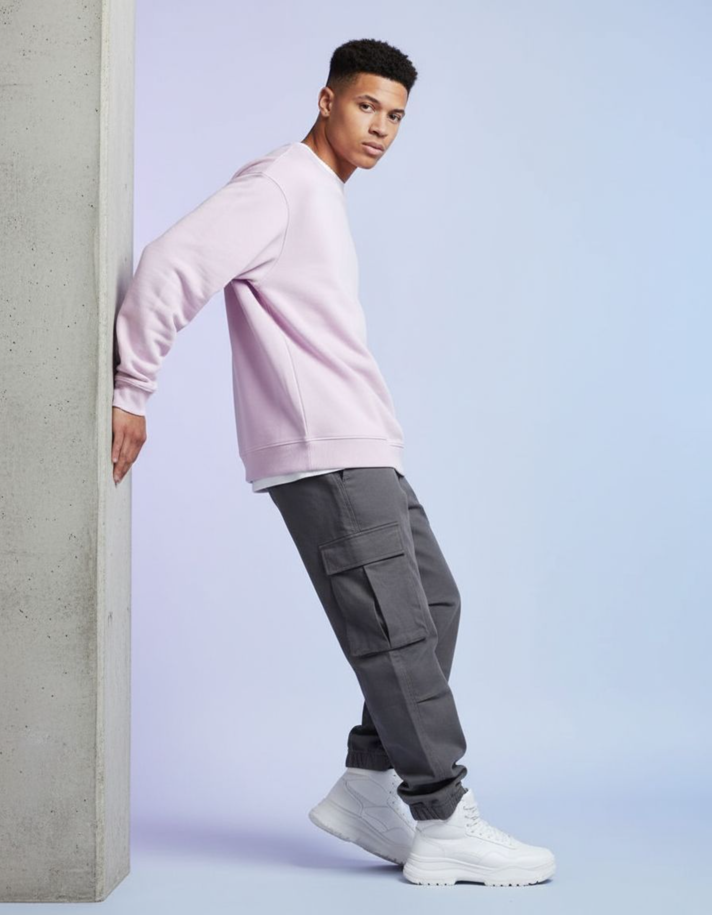 Solid Light Pink Oversized Sweatshirt