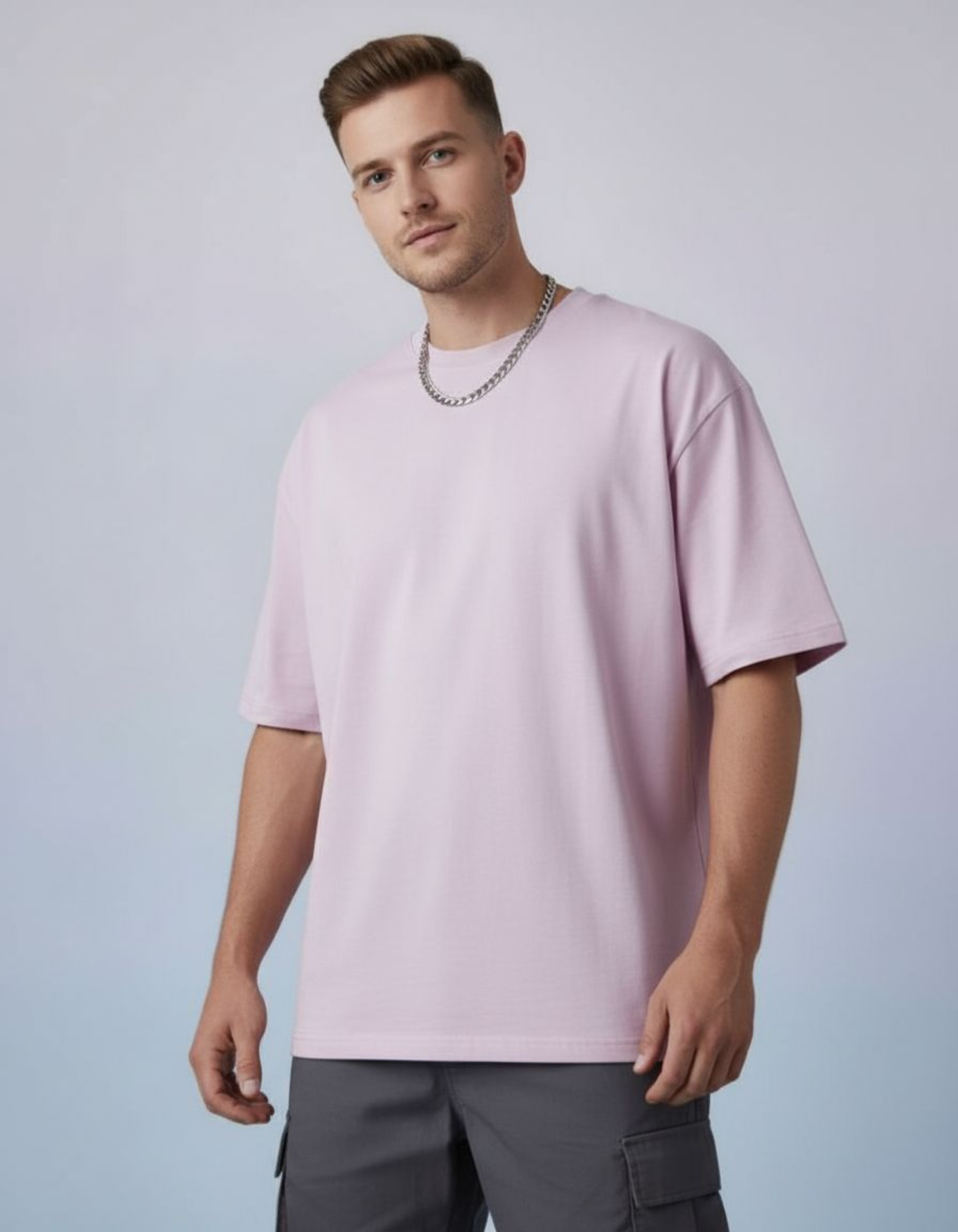 Solid Baby Pink Oversized T-Shirt