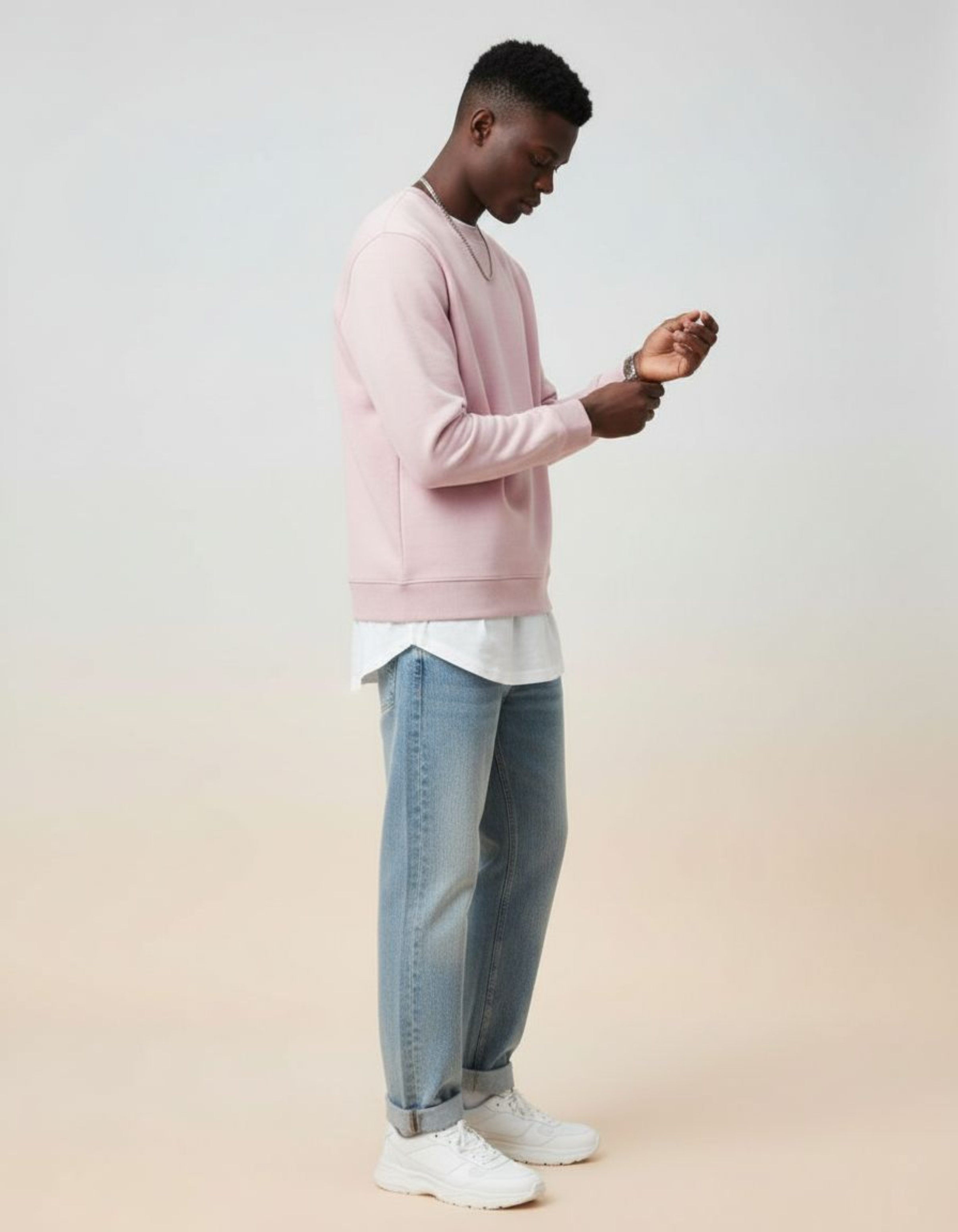 Solid Light Pink Sweatshirt