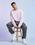 Solid Light Pink Oversized Sweatshirt
