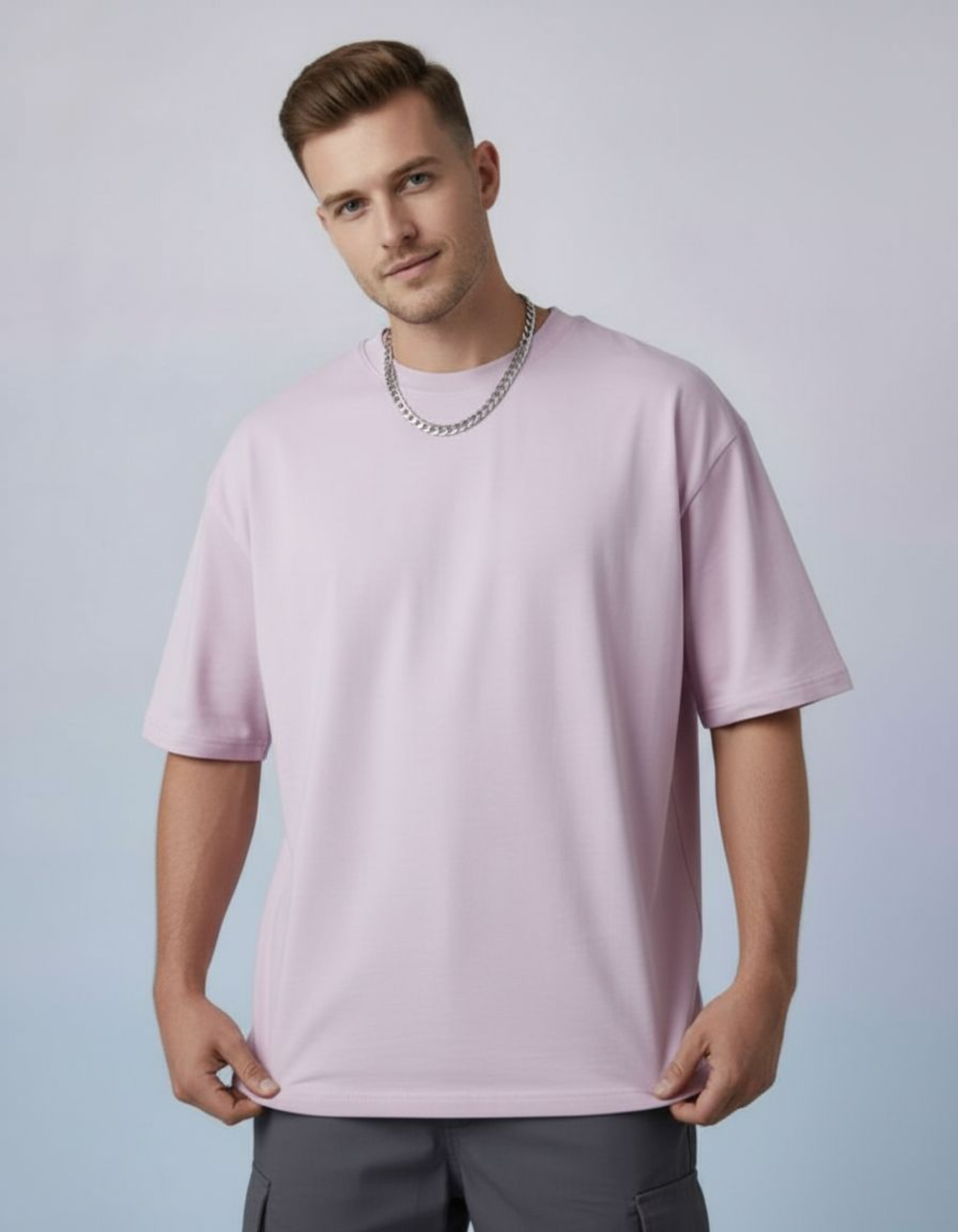 Solid Baby Pink Oversized T-Shirt