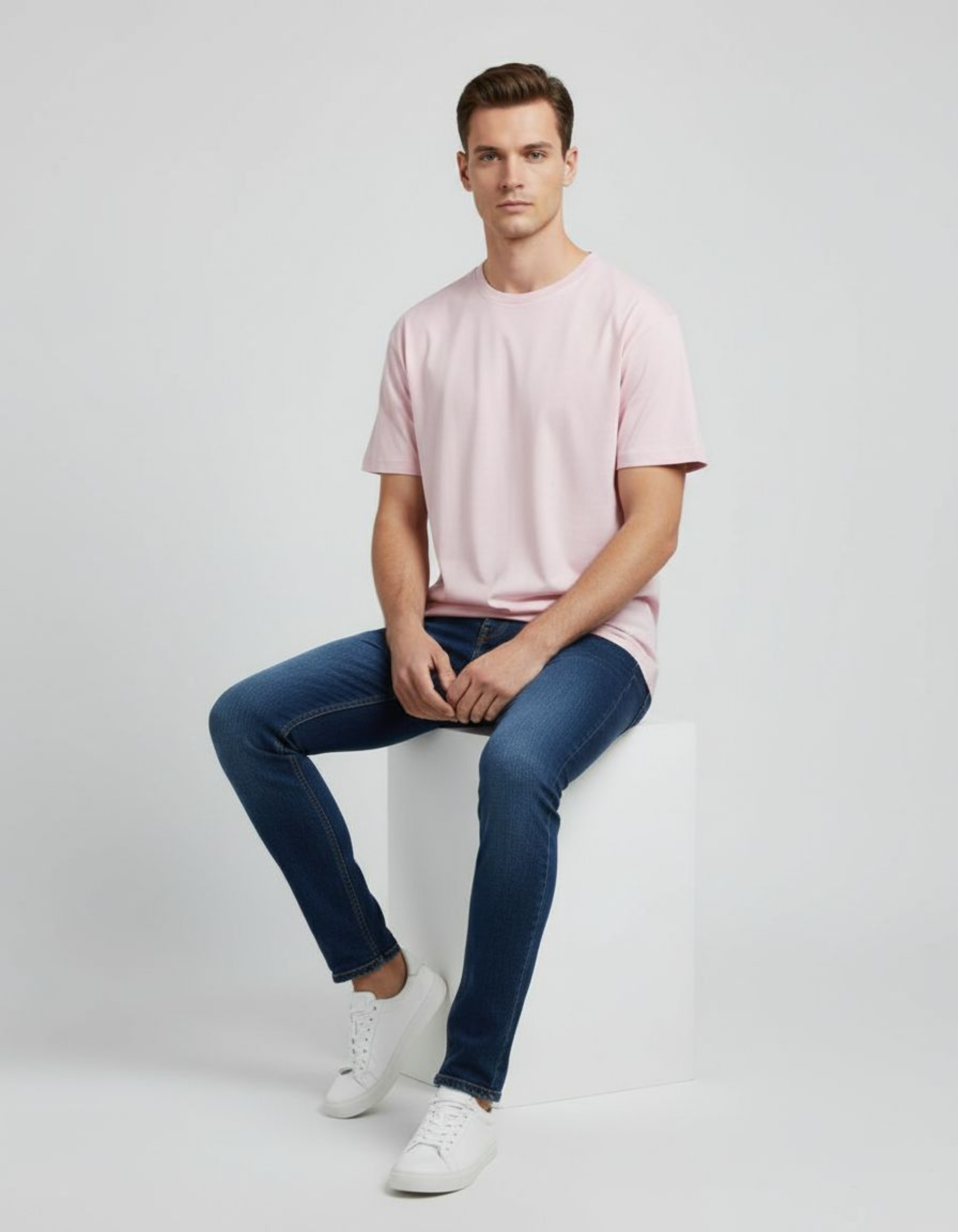 Solid Light Pink Regular Fit T-Shirt