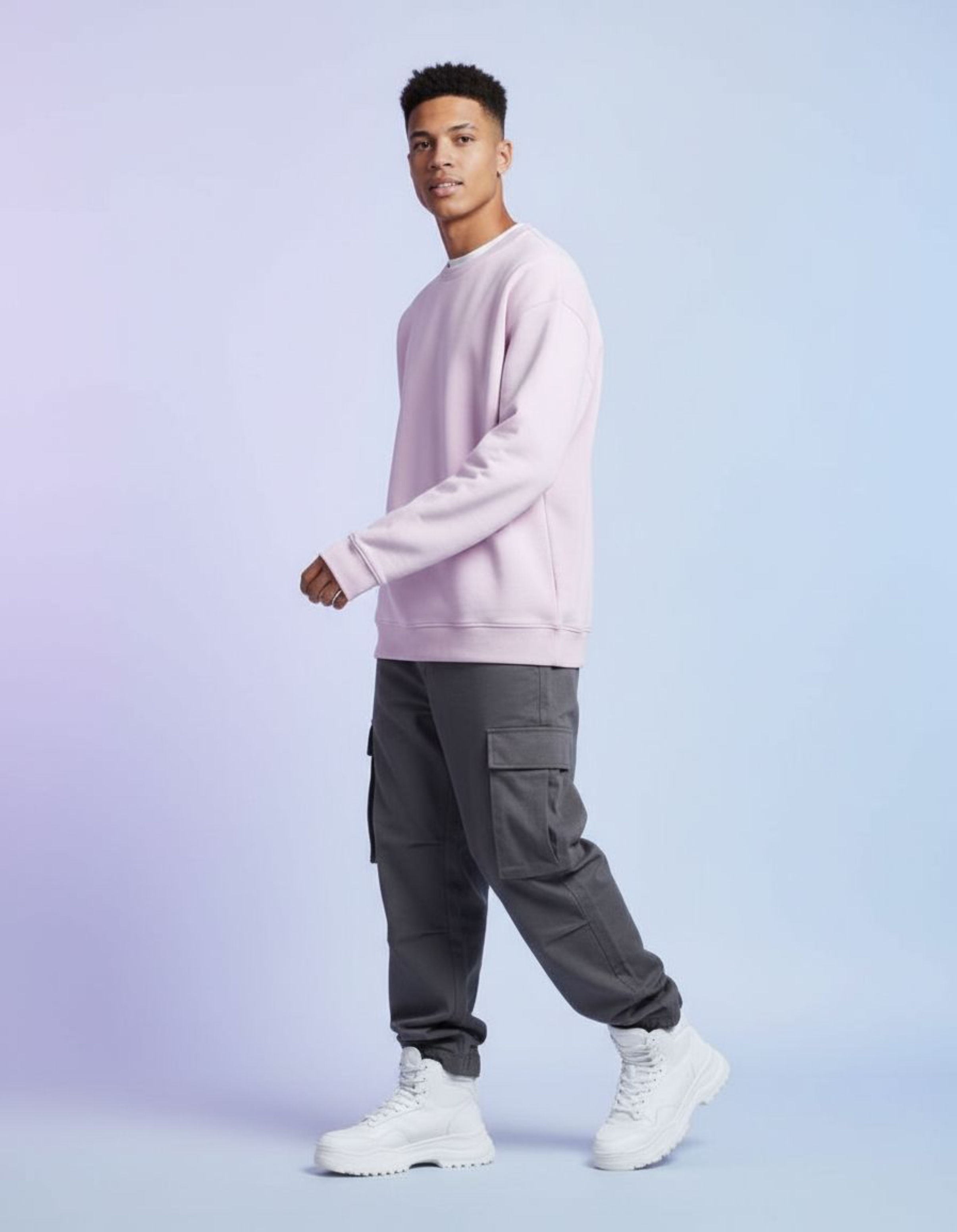 Solid Light Pink Oversized Sweatshirt