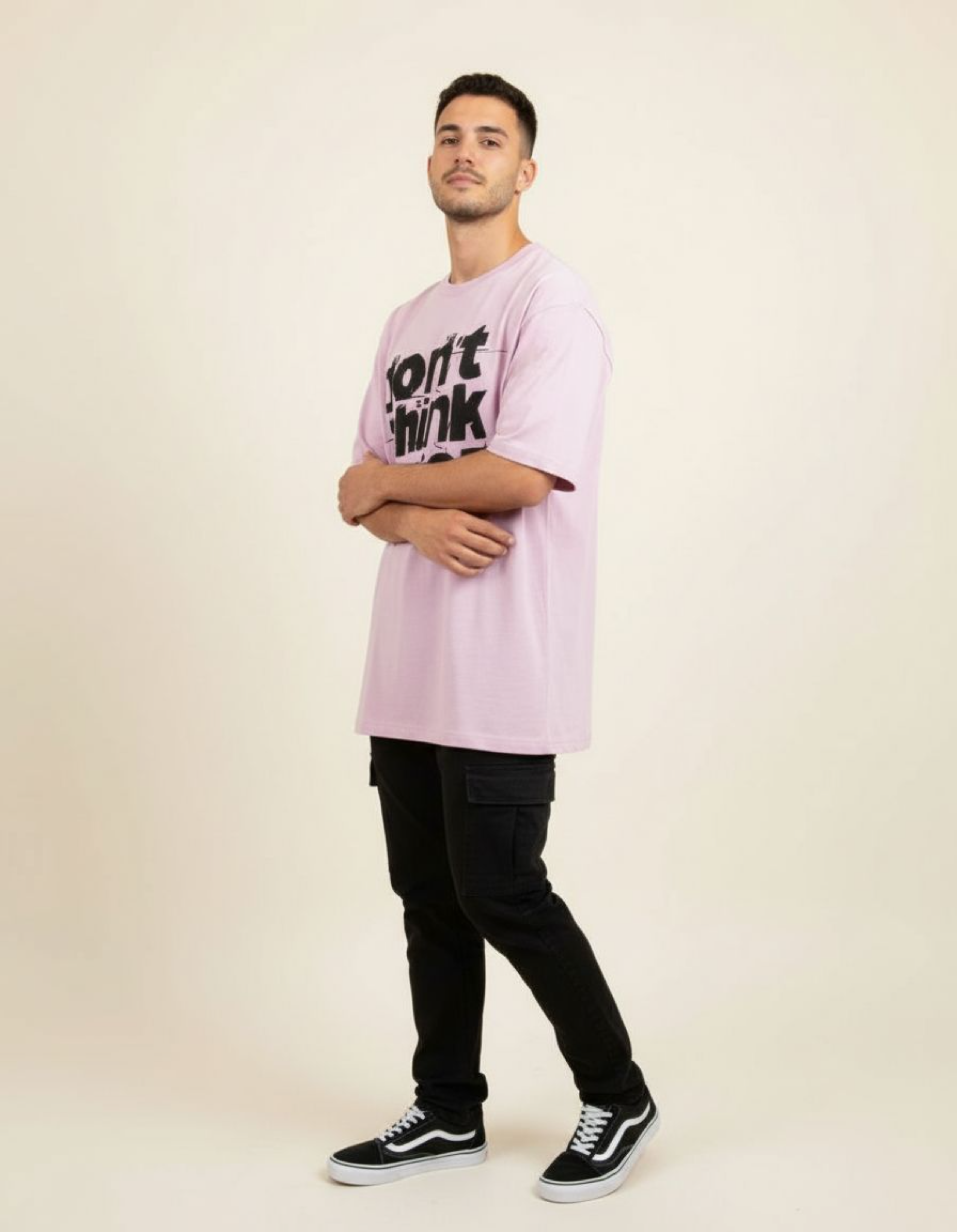 Light Pink Don't Think Twice Oversized Typography T-Shirt