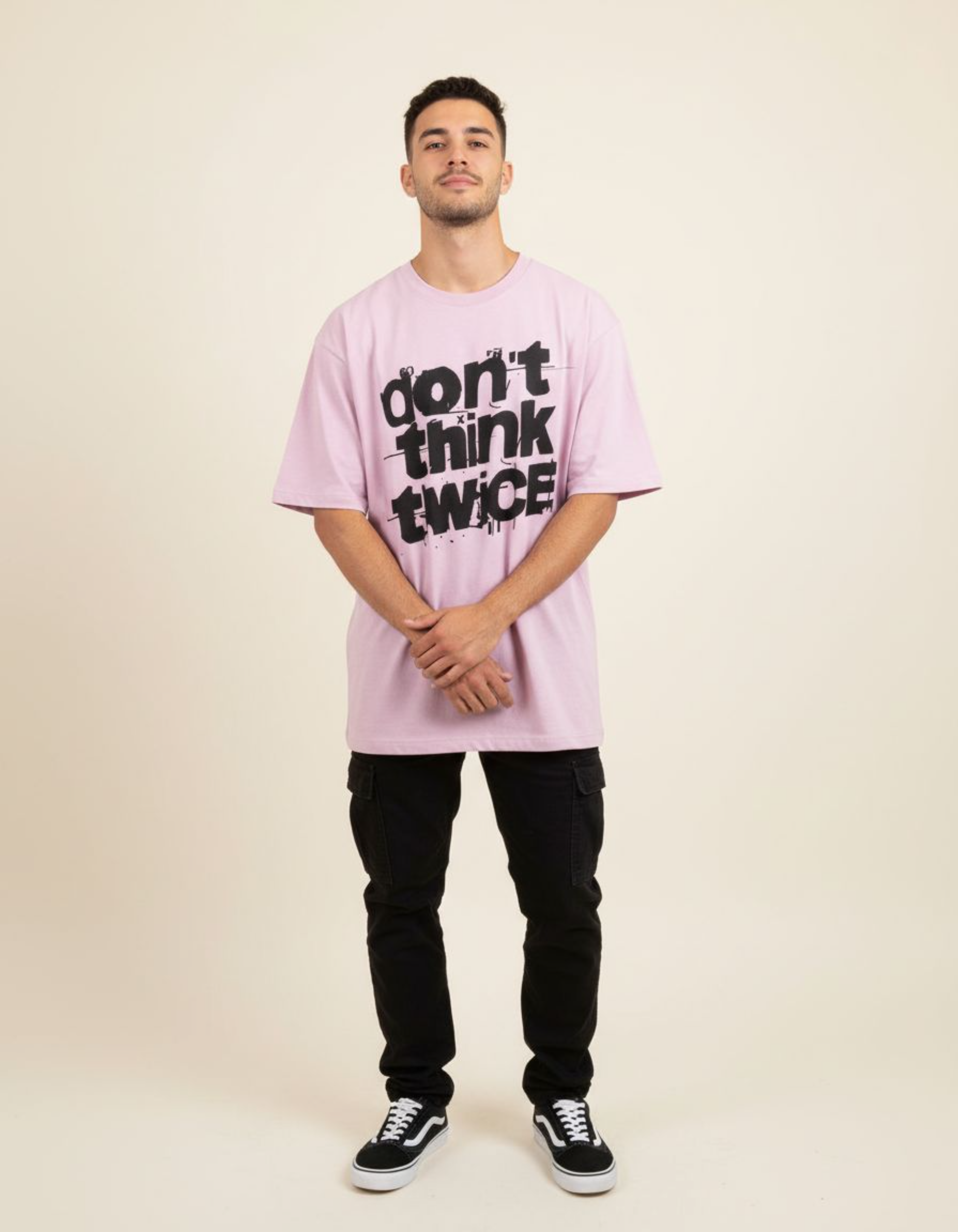 Light Pink Don't Think Twice Oversized Typography T-Shirt