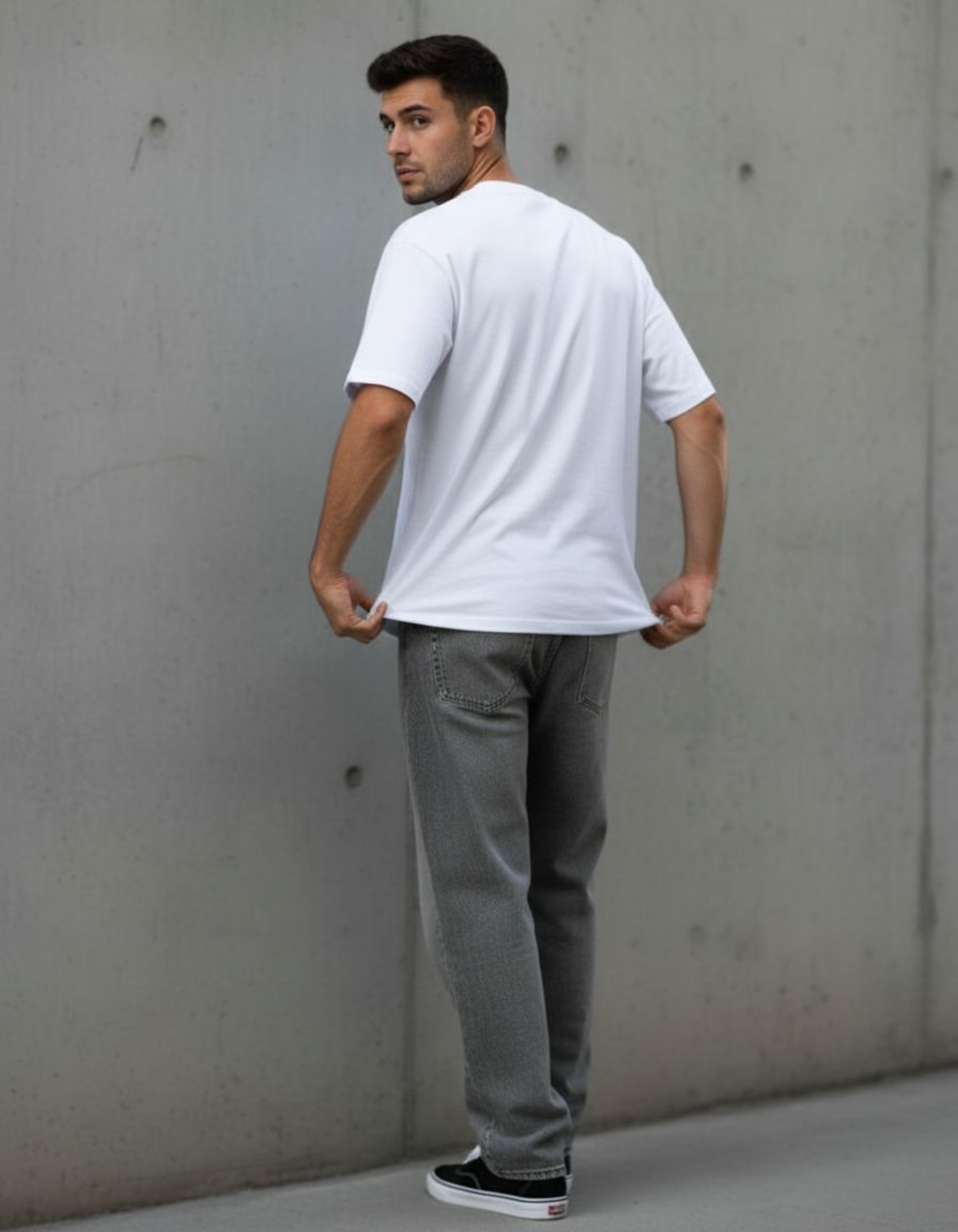 White Look Deeper Oversized Typography T-Shirt