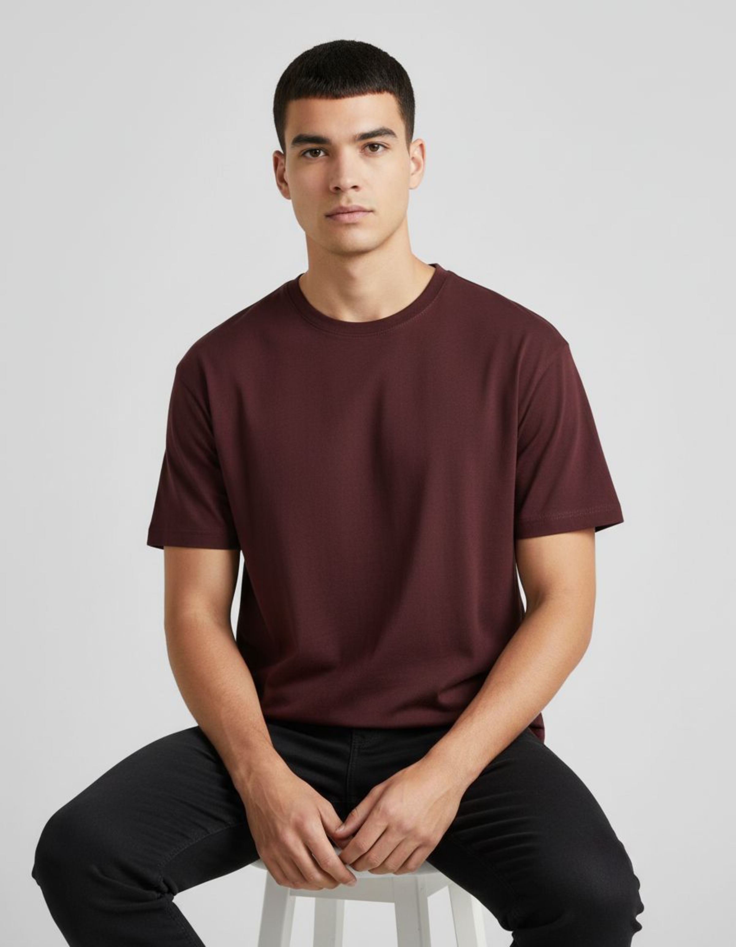 Solid Maroon Regular Fit T-Shirt