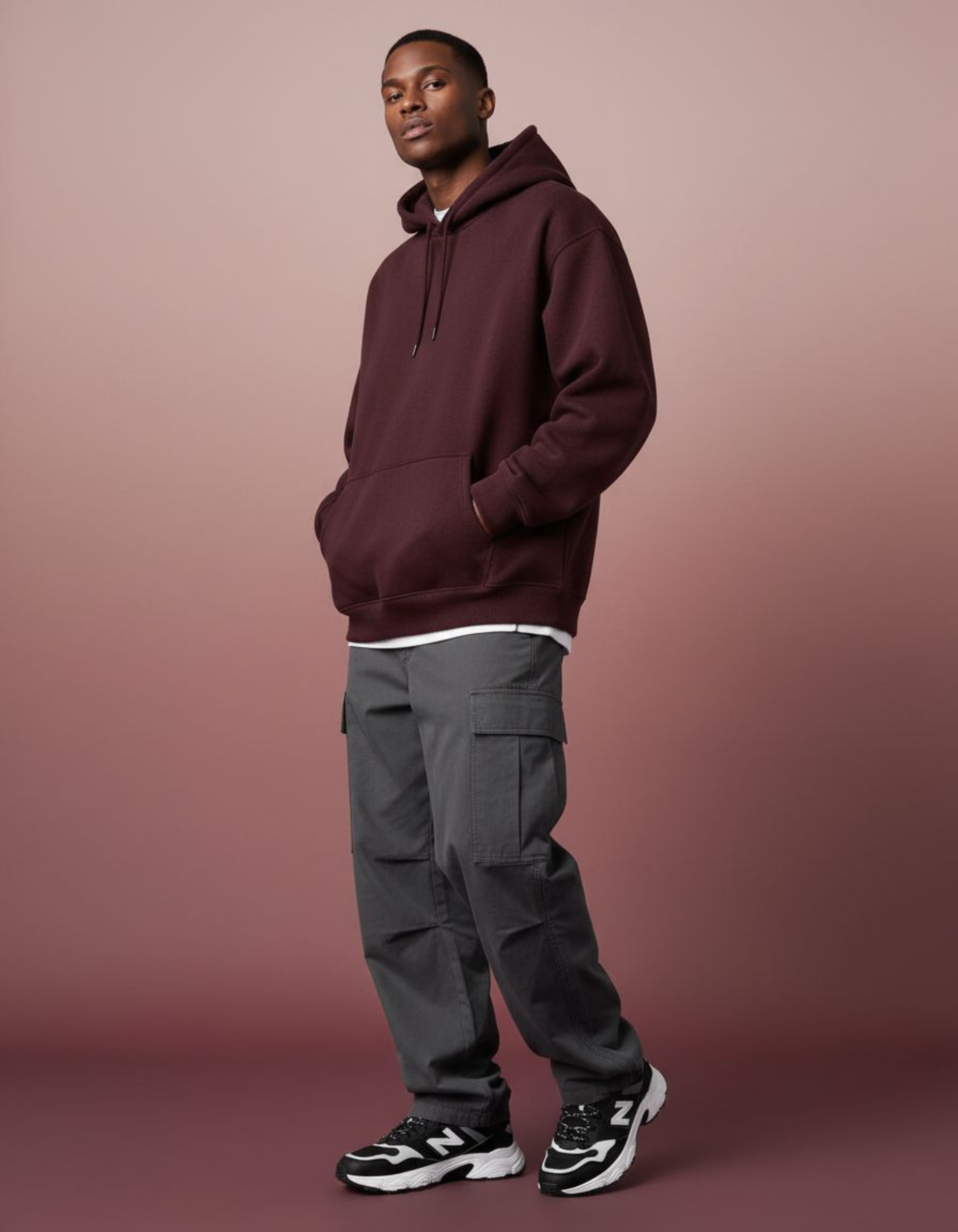 Basic Maroon Oversized Hoodie