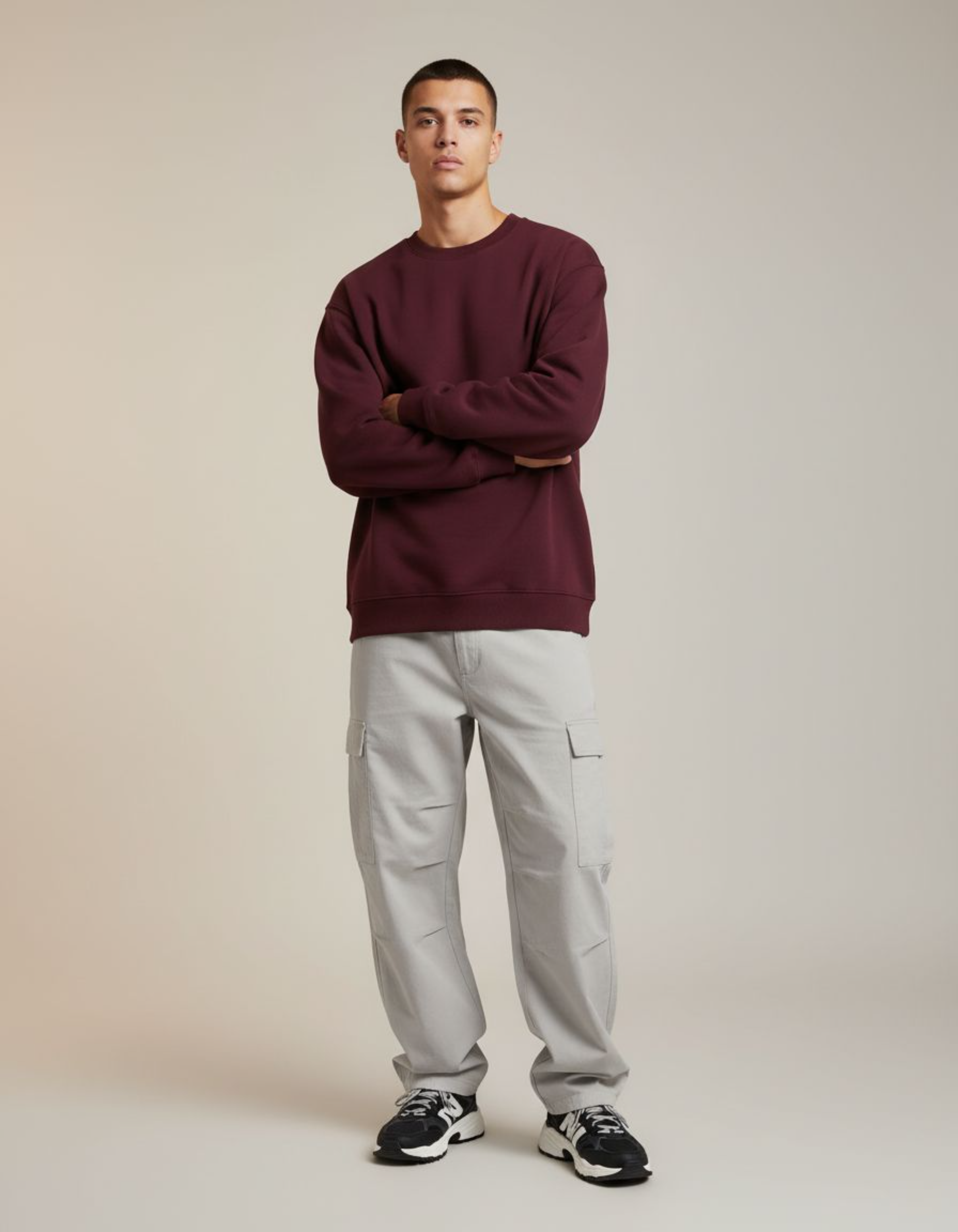Solid Maroon Oversized Sweatshirt