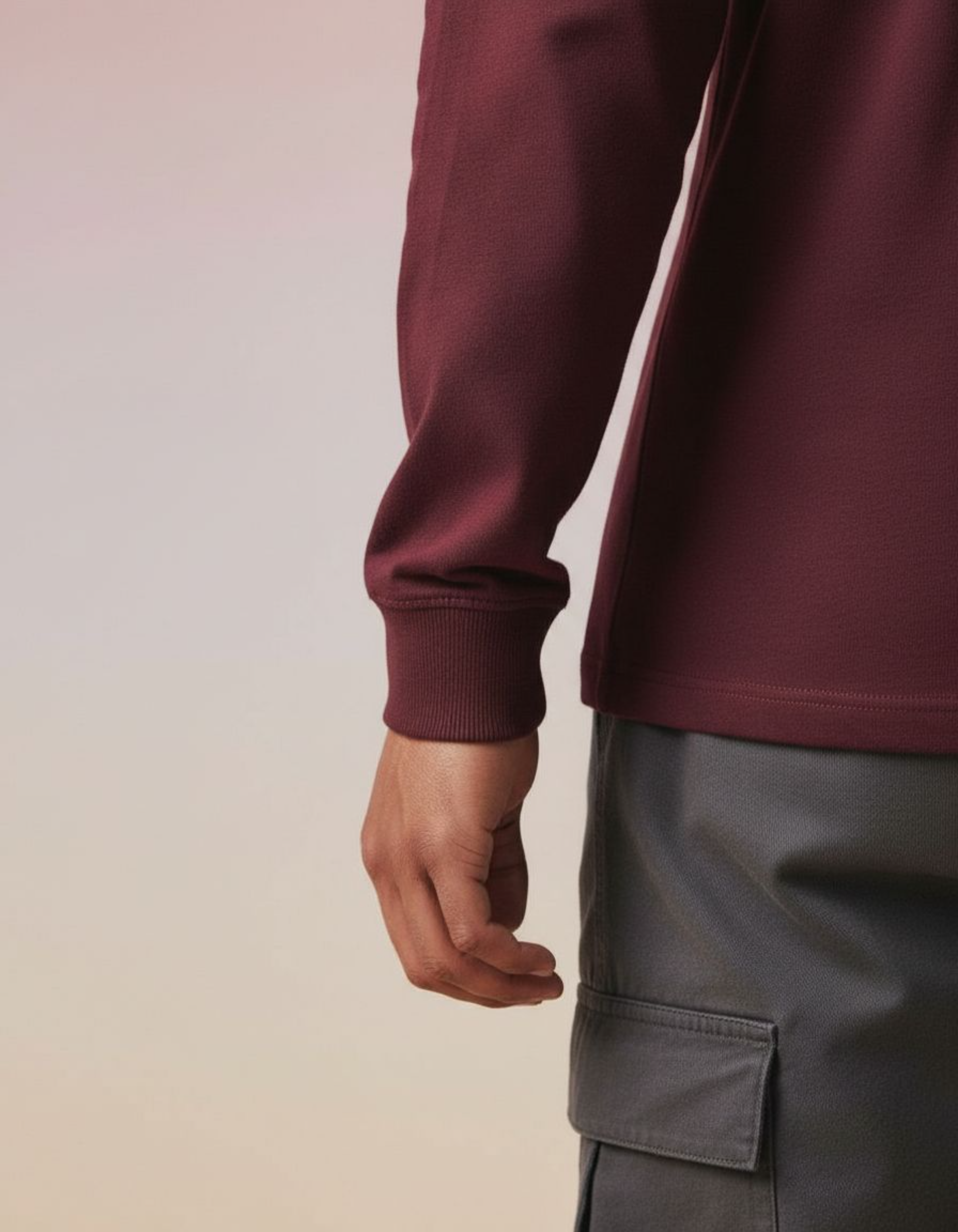Solid Maroon Full Sleeve Regular Fit T-Shirt