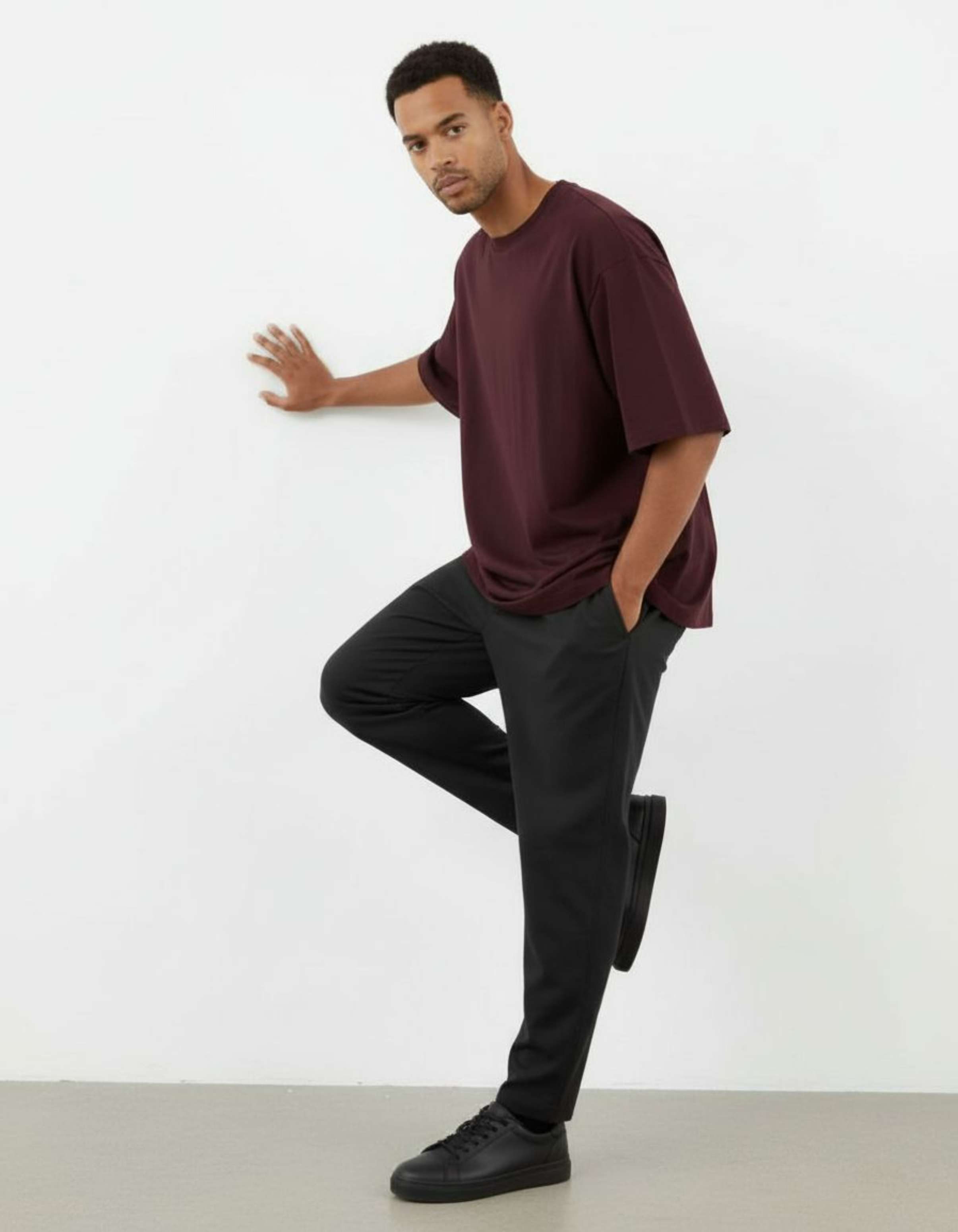 Solid Maroon Oversized T-Shirt