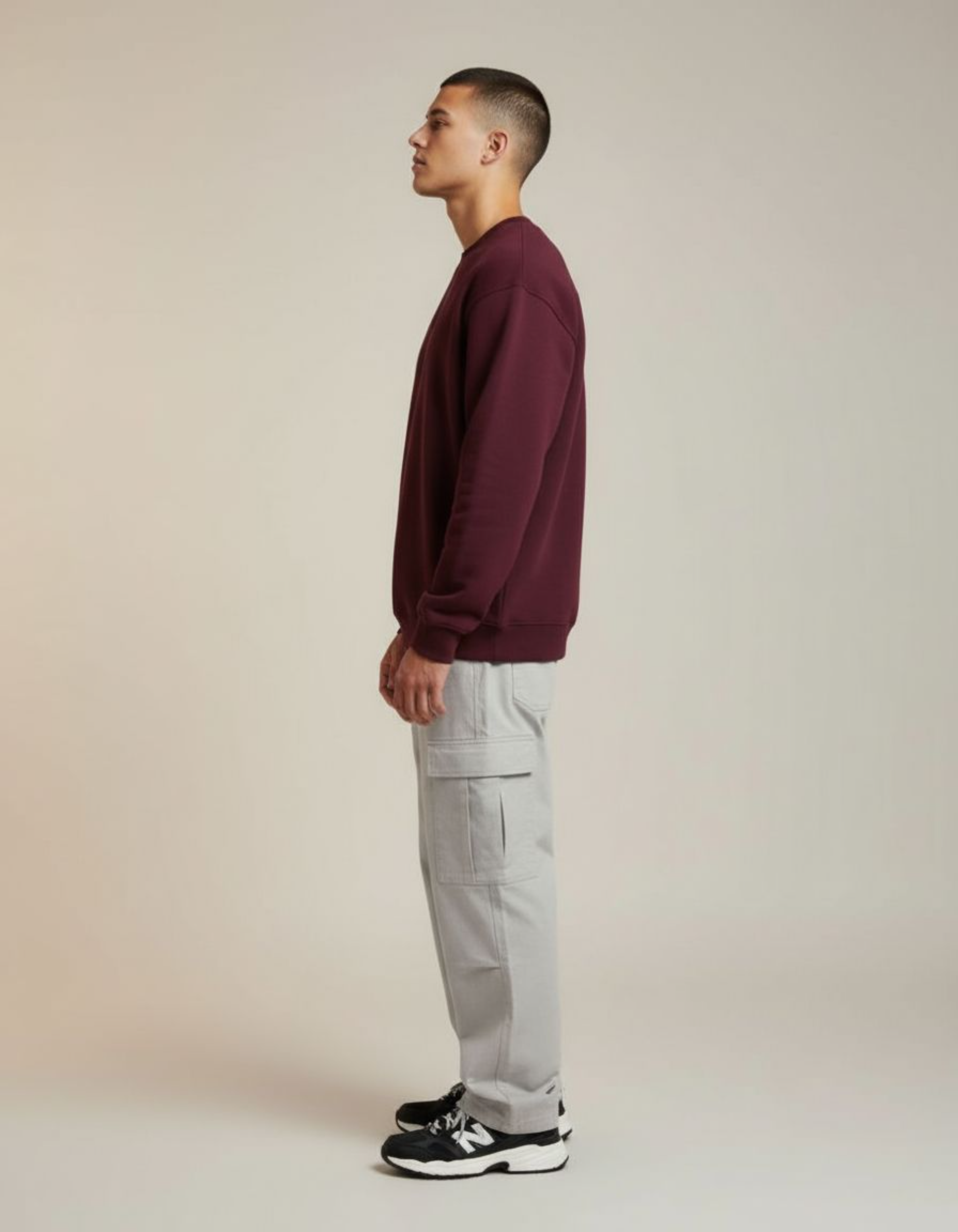 Solid Maroon Oversized Sweatshirt