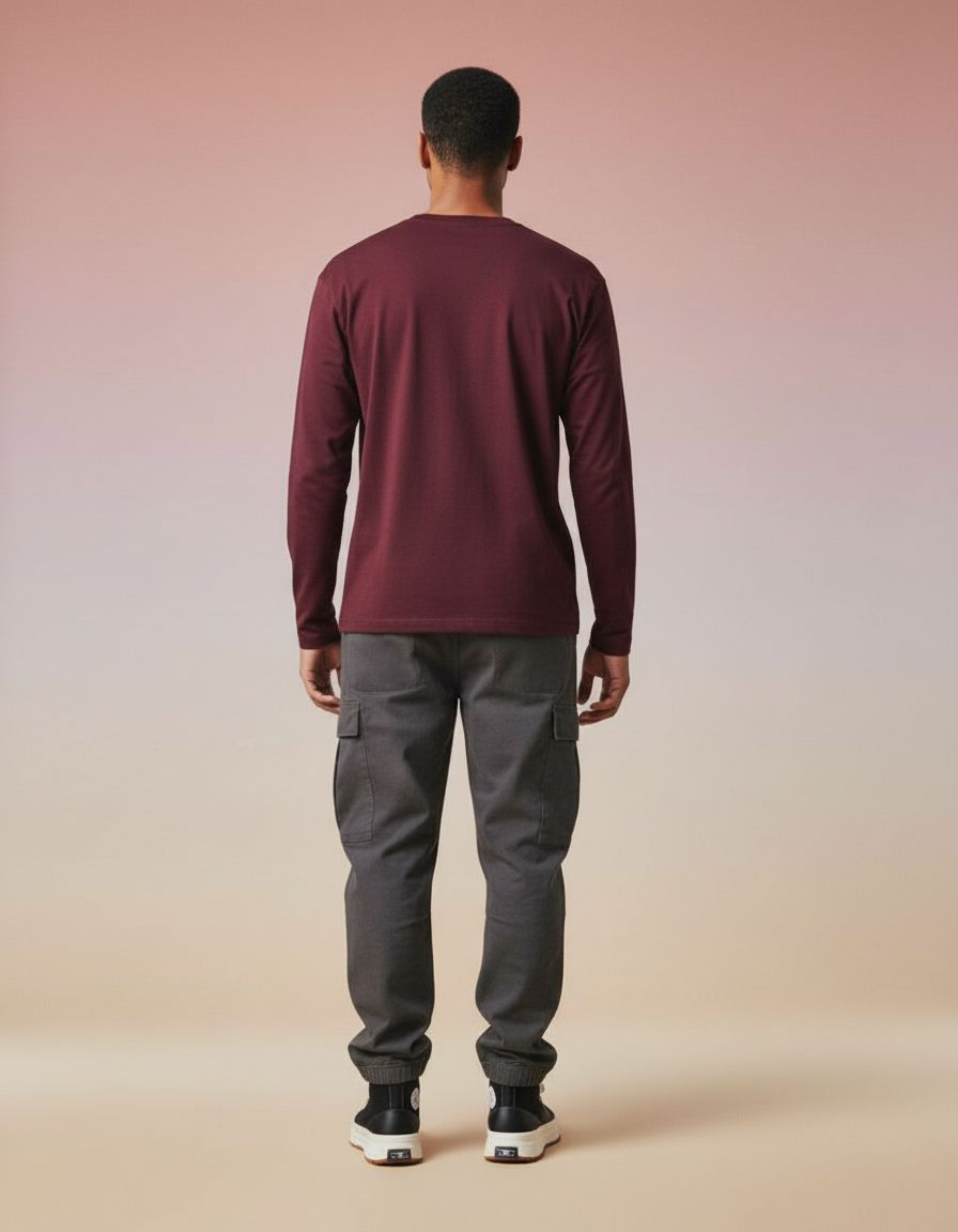 Solid Maroon Full Sleeve Regular Fit T-Shirt