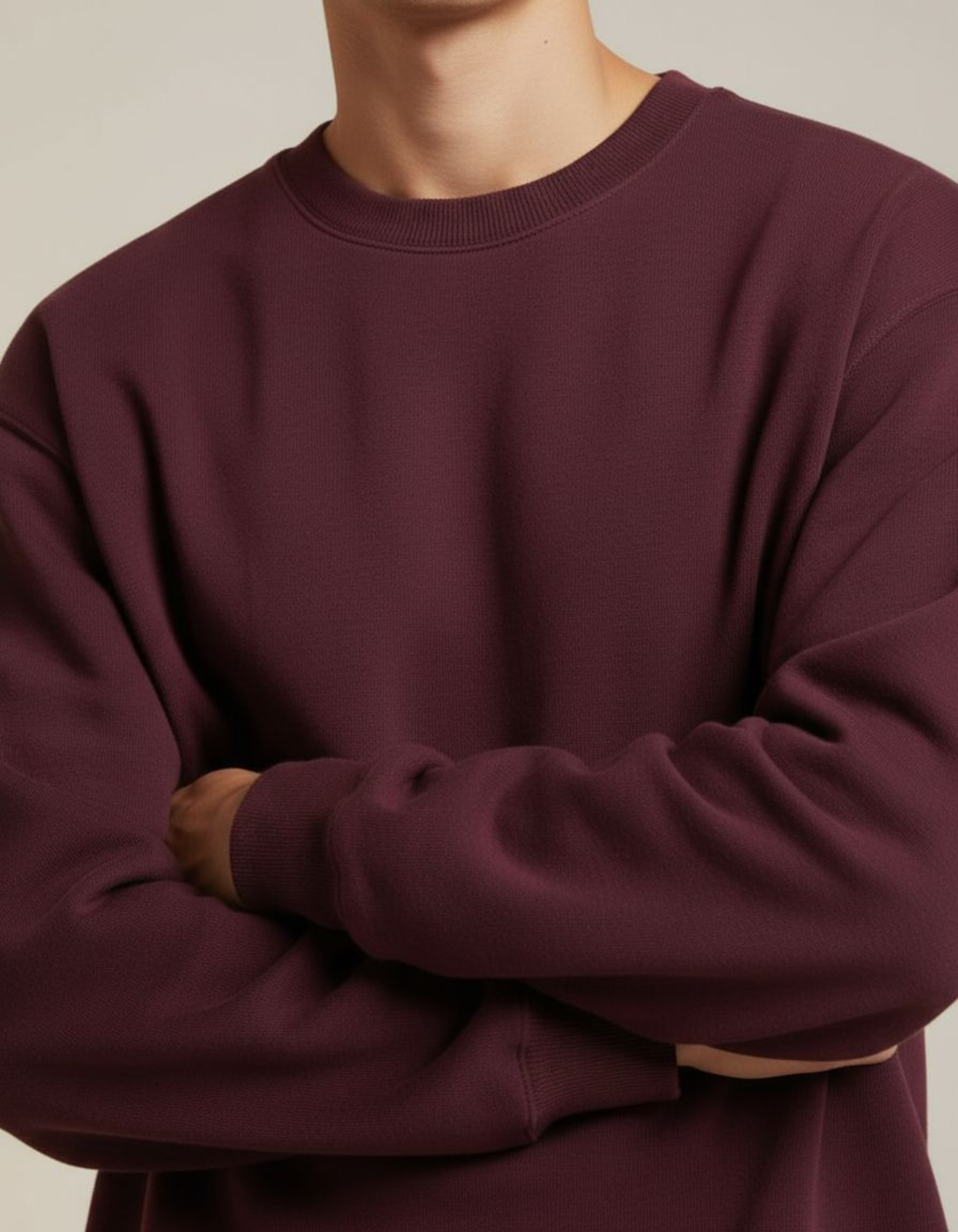 Solid Maroon Oversized Sweatshirt