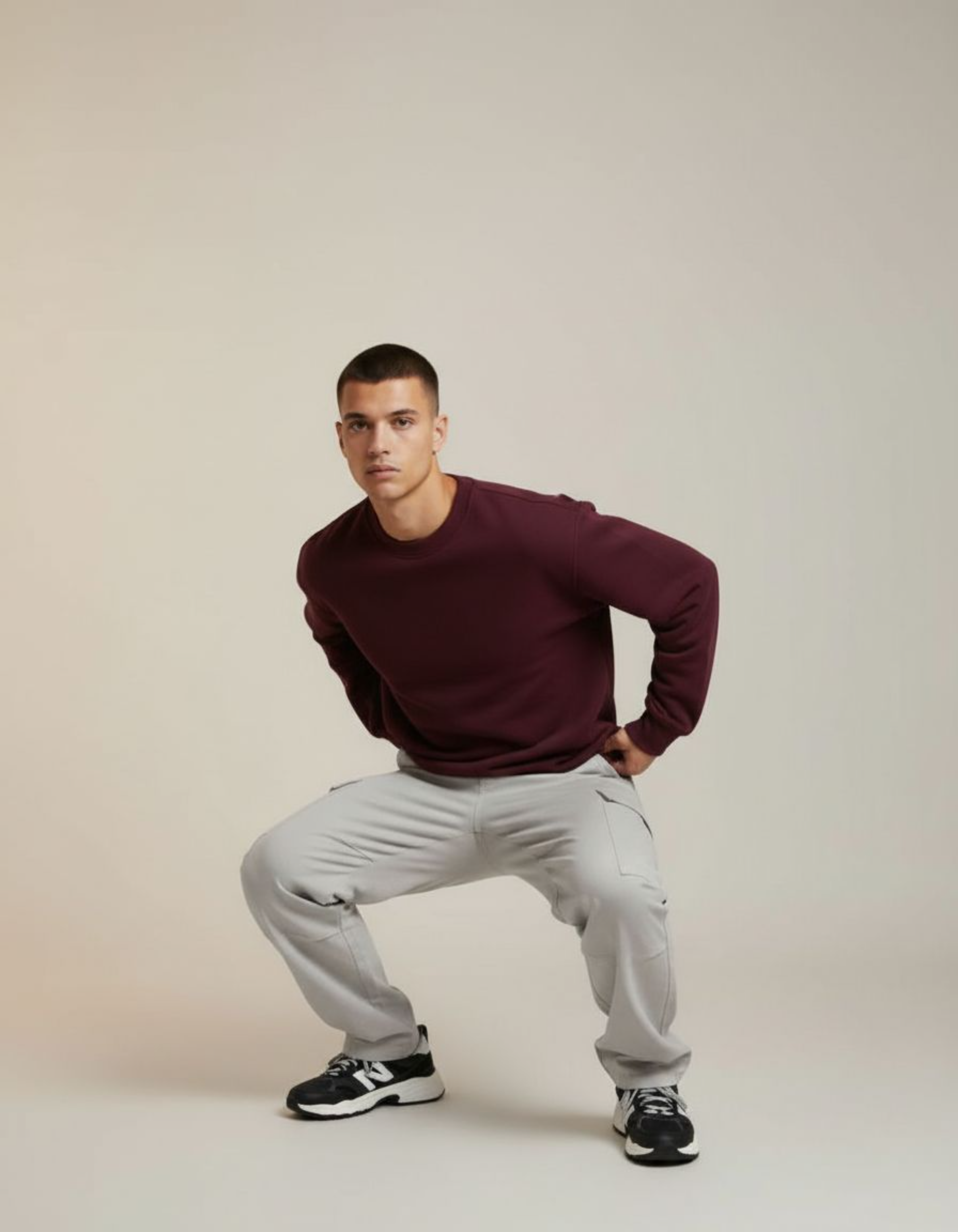 Solid Maroon Oversized Sweatshirt