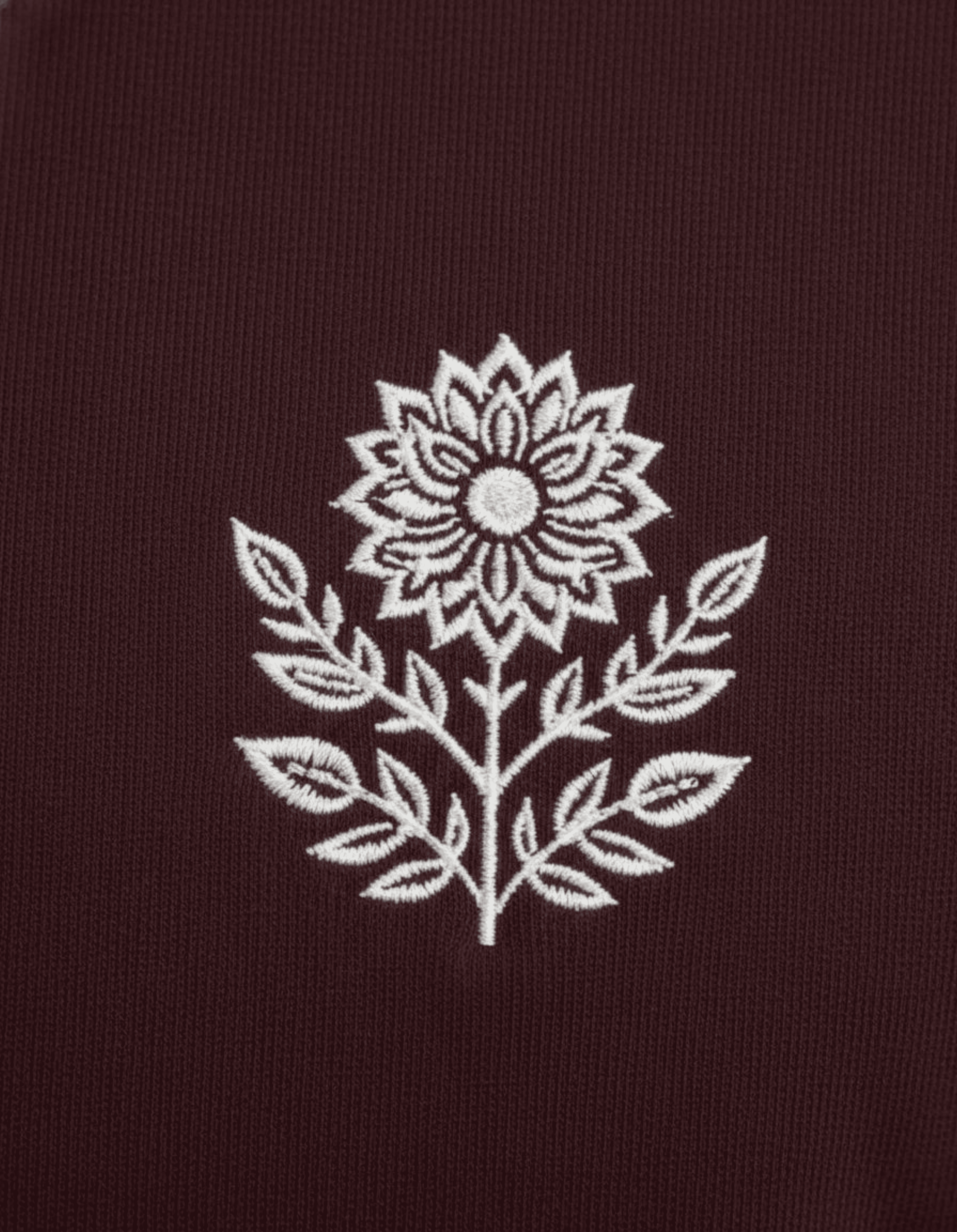 Maroon Floral Embroidery Sweatshirt