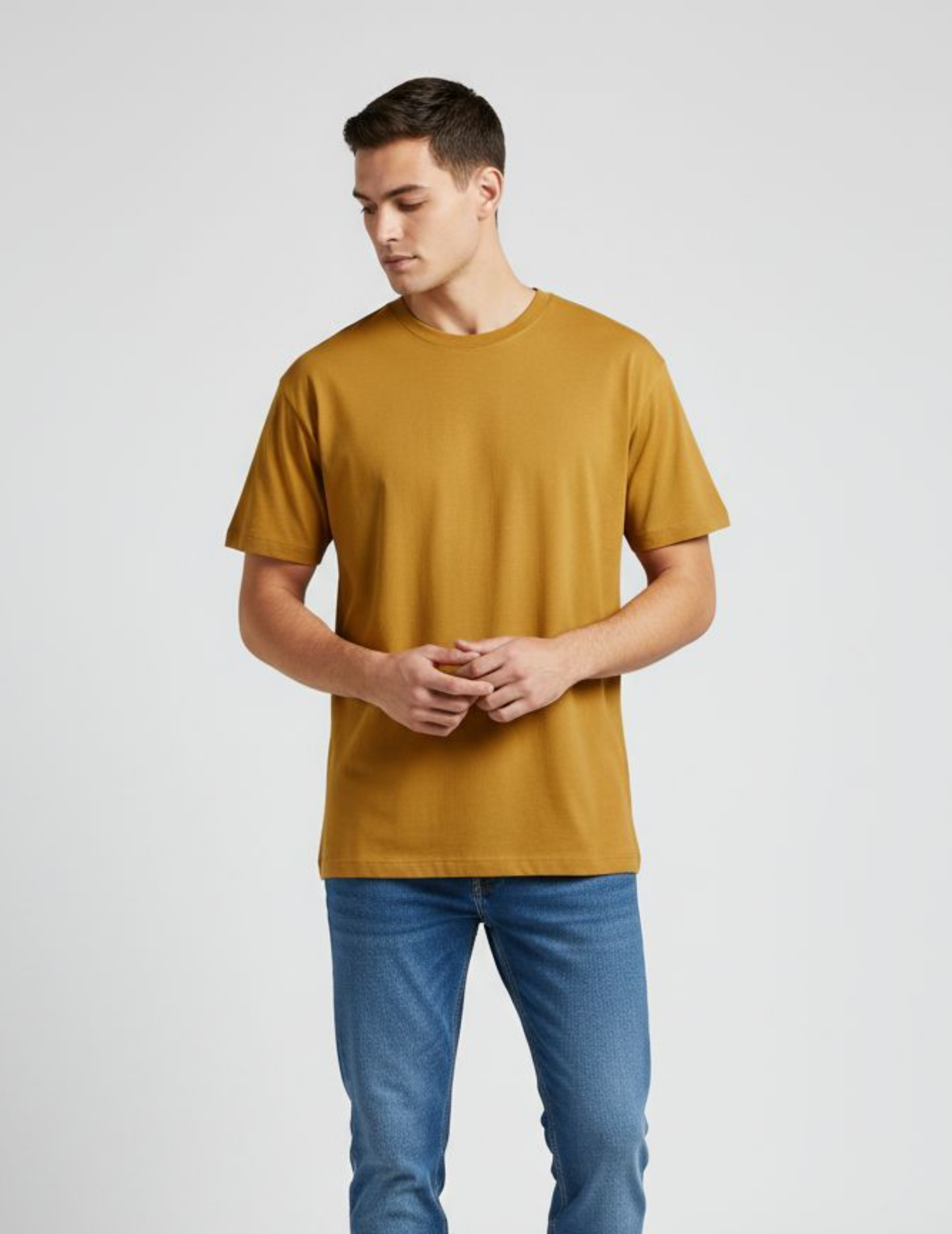 Solid Mustard Yellow Regular Fit T-Shirt
