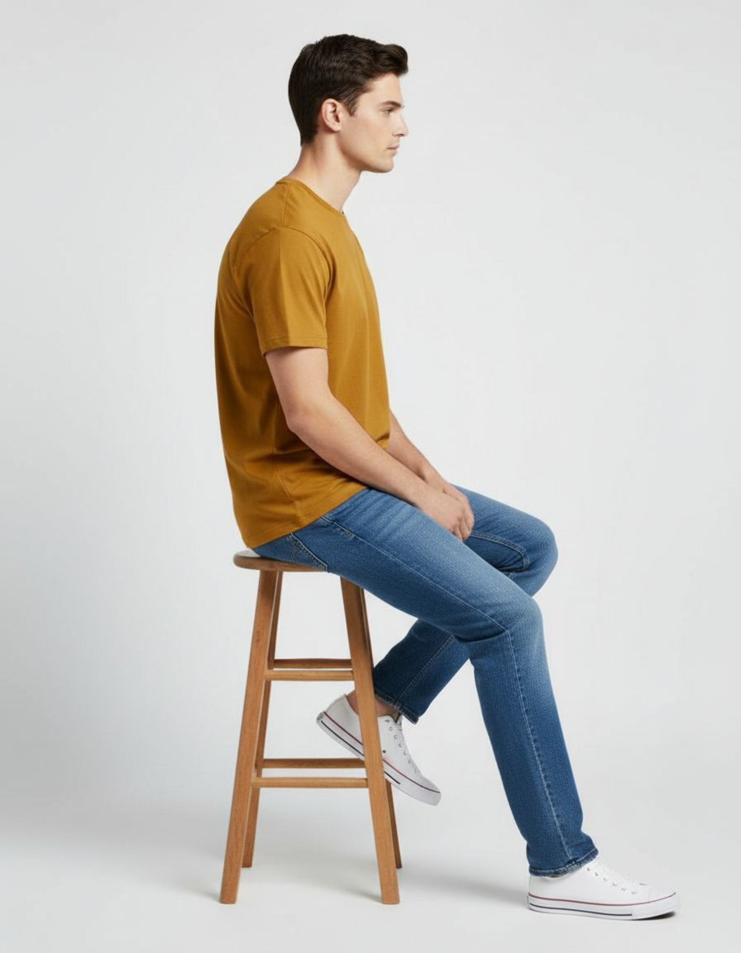 Solid Mustard Yellow Regular Fit T-Shirt