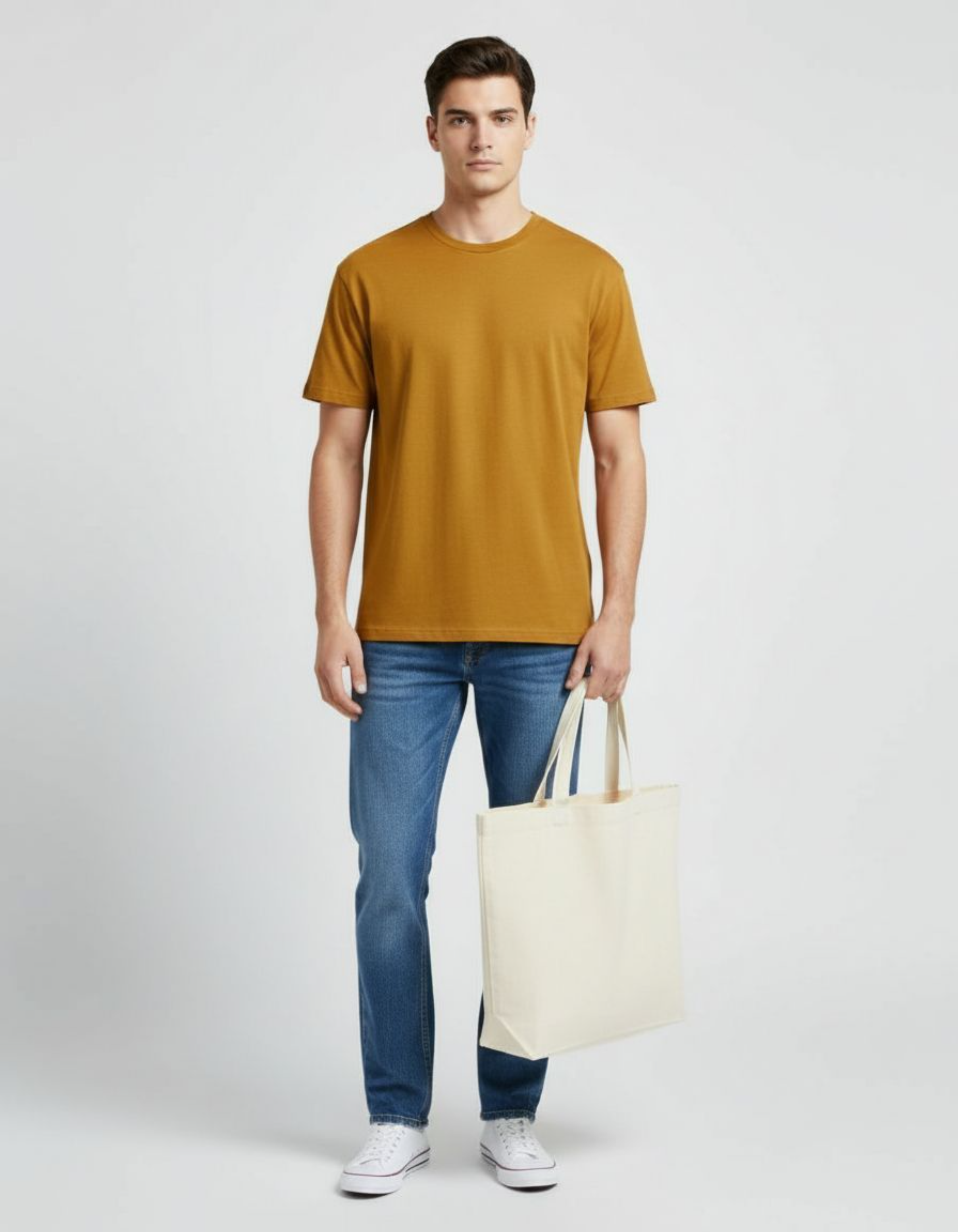 Solid Mustard Yellow Regular Fit T-Shirt