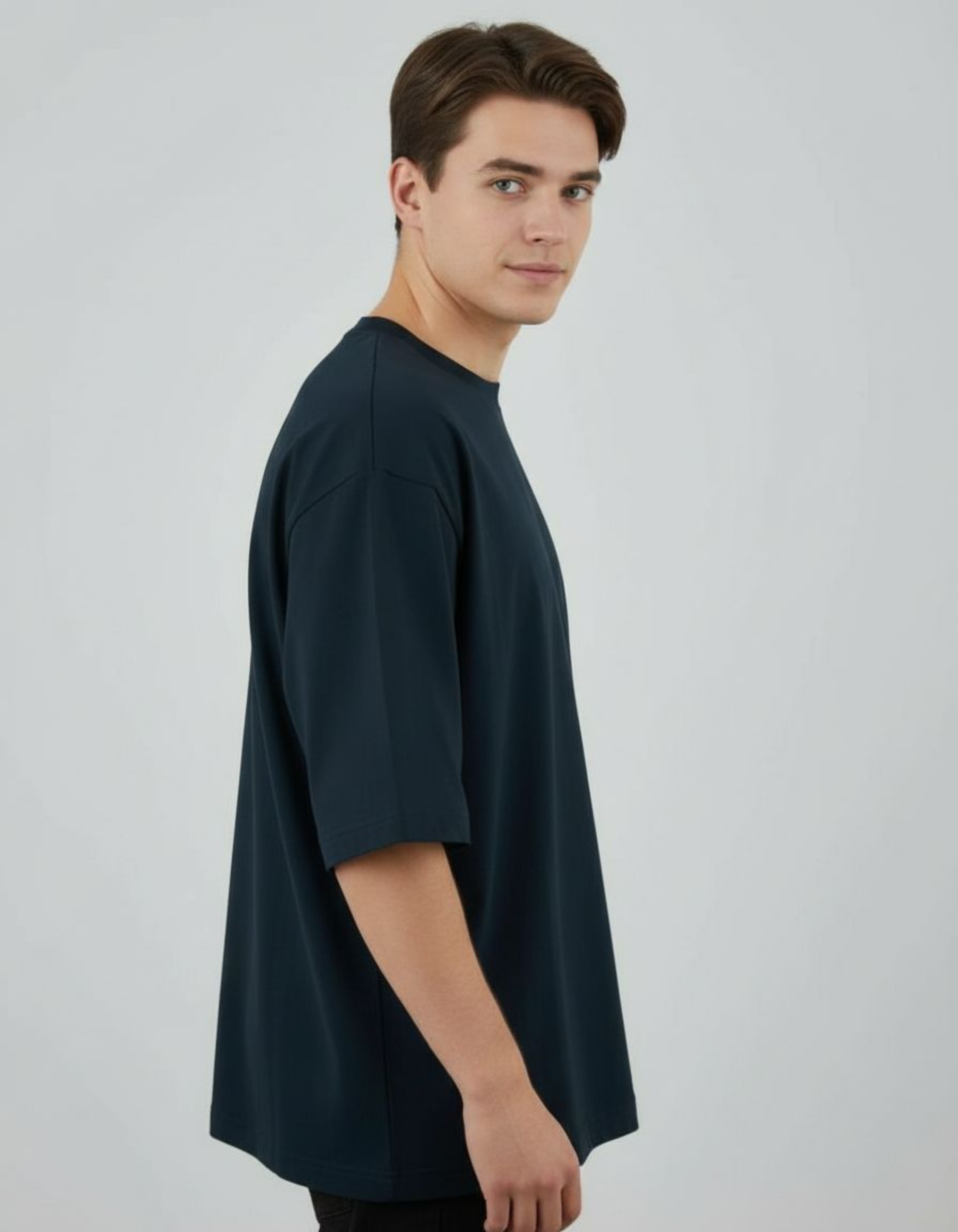 Solid Navy Blue Oversized T-Shirt
